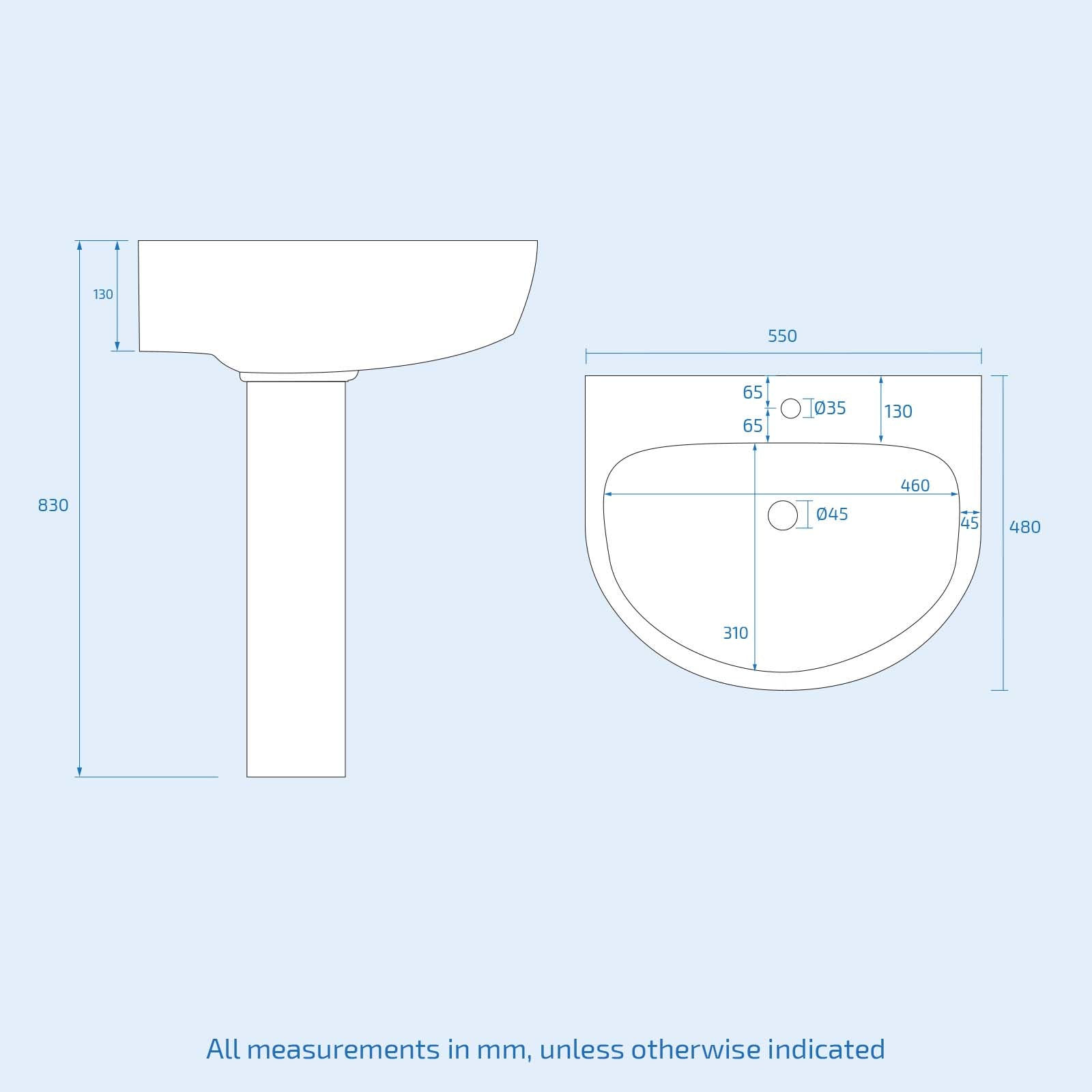 Cloakroom Close Coupled Toilet & 550mm Full Pedestal Basin White