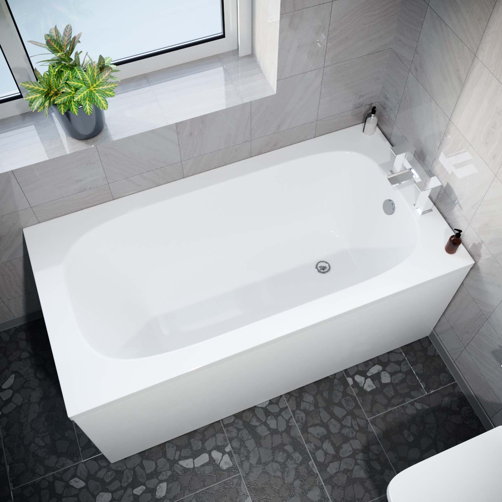 1400mm x 700mm Round Style Single End Straight Bath with Legs