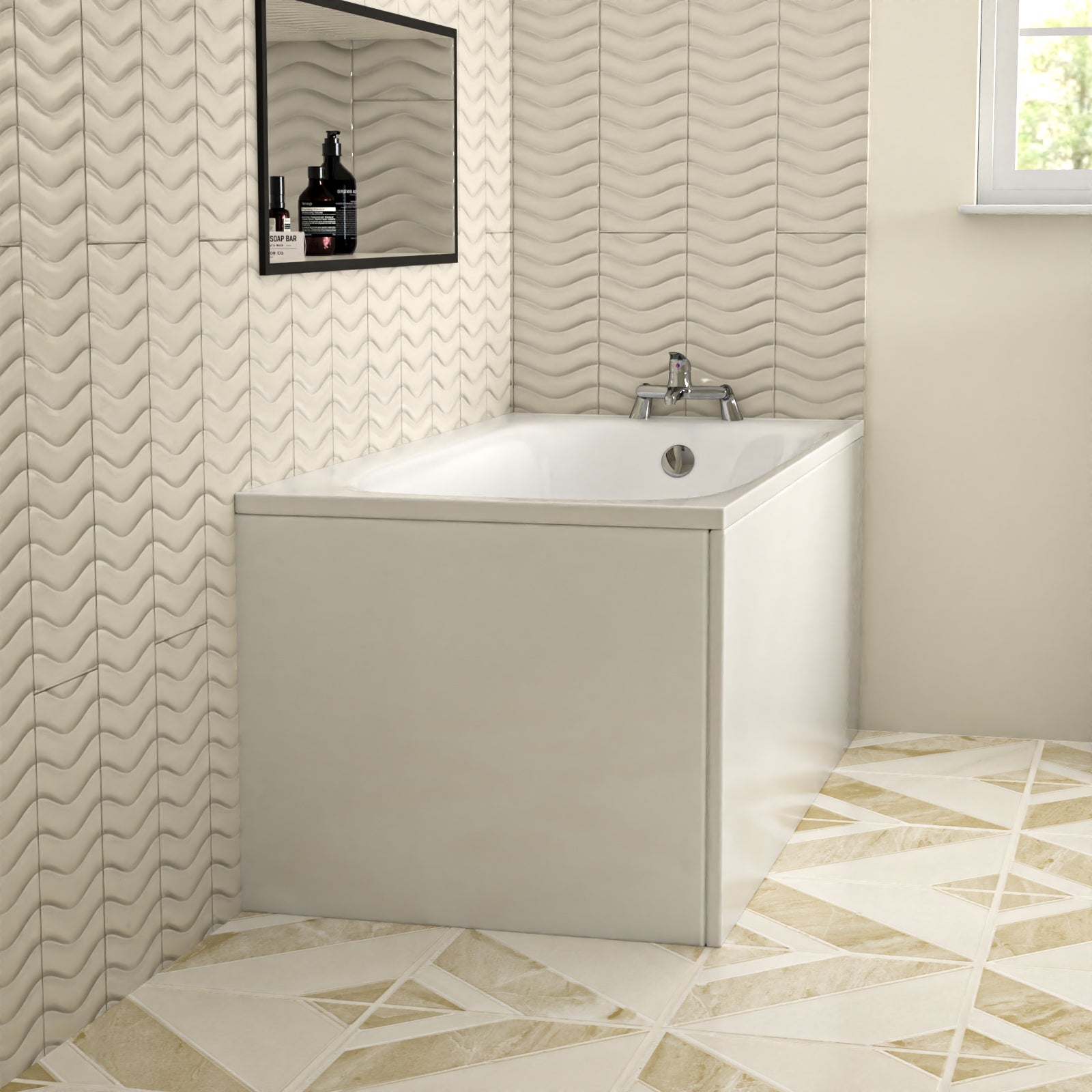 Kaif 1500 x 700mm Standard Round Single Ended Bath With Legs White