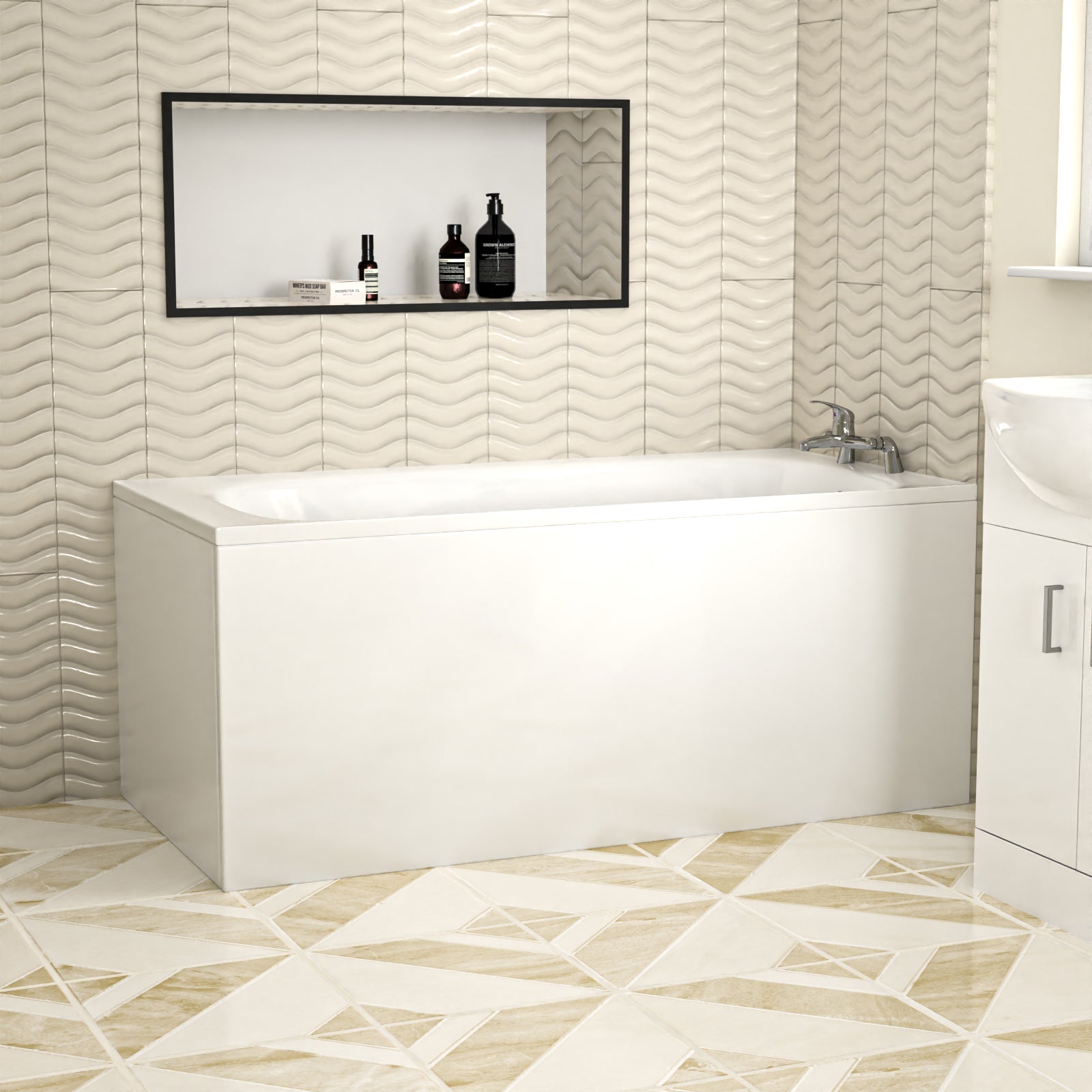 Kaif 1500 x 700mm Standard Round Single Ended Bath With Legs White