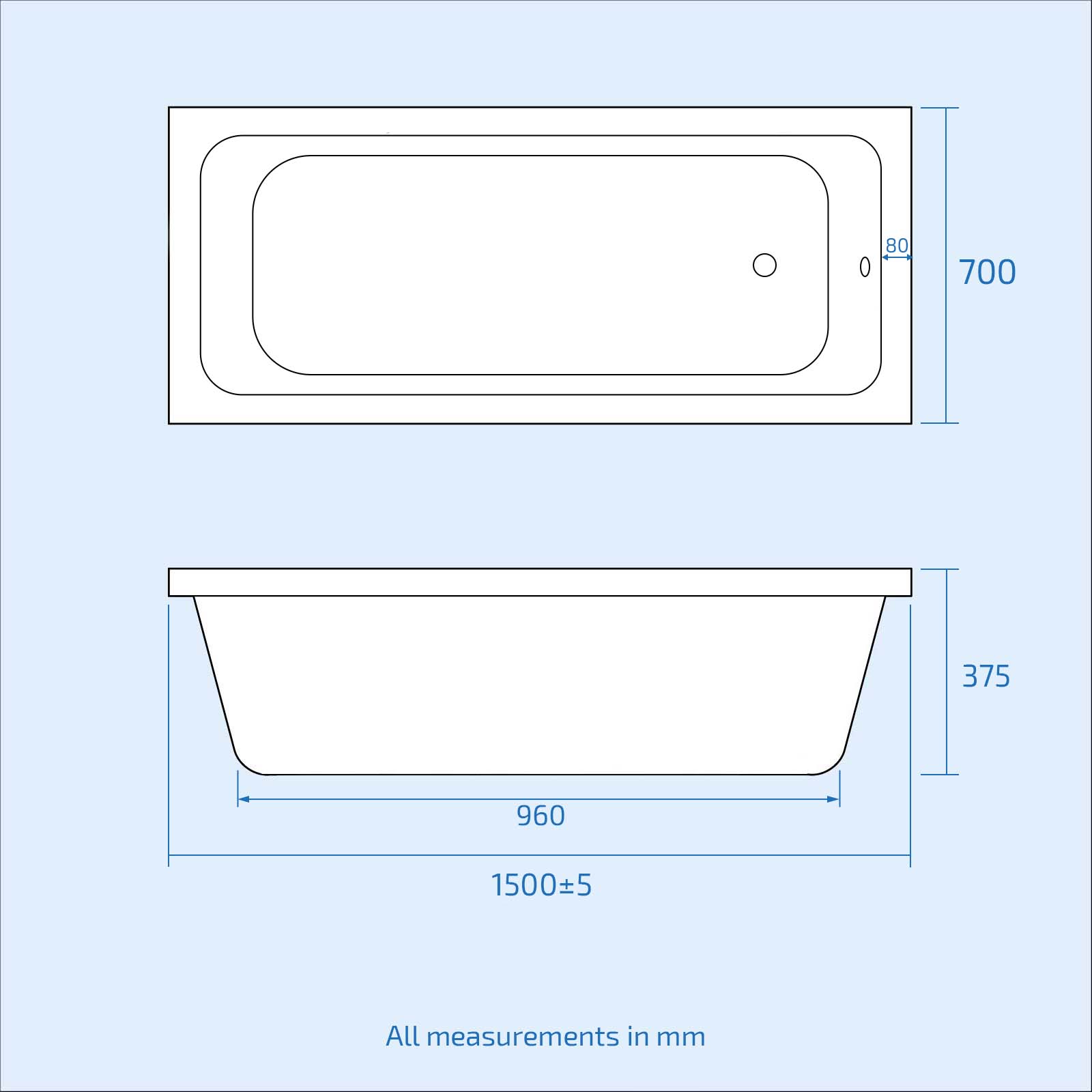 Bathroom Suite 1500mm Square Bathtub With 550mm Freestanding Vanity and Toilet