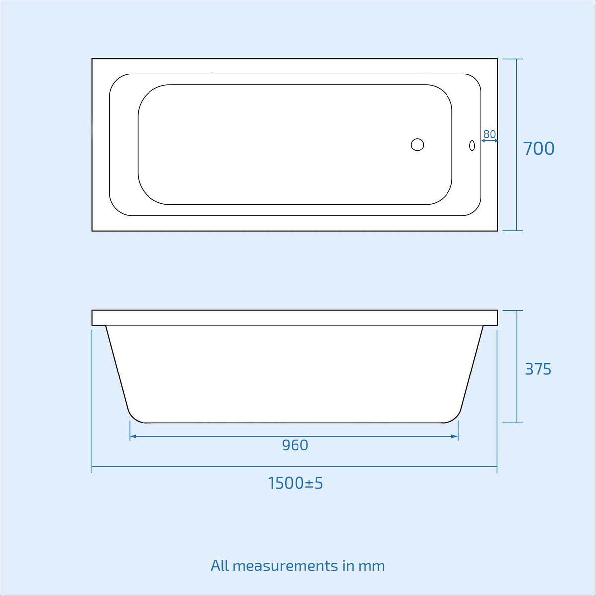 Bath Suite 1500mm Bathtub With Panel Vanity and Toilet With Bath Filler