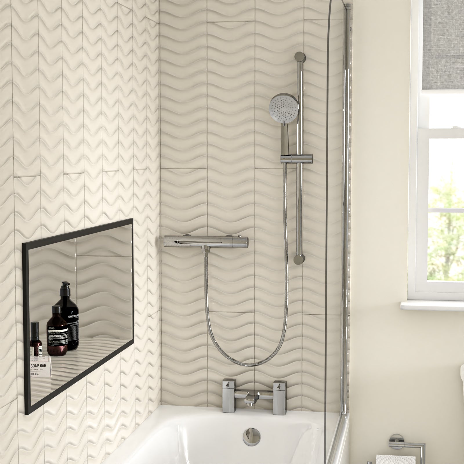 Bathroom Suite 1400mm Square Bathtub With Screen, Vanity and Toilet With Shower and Taps
