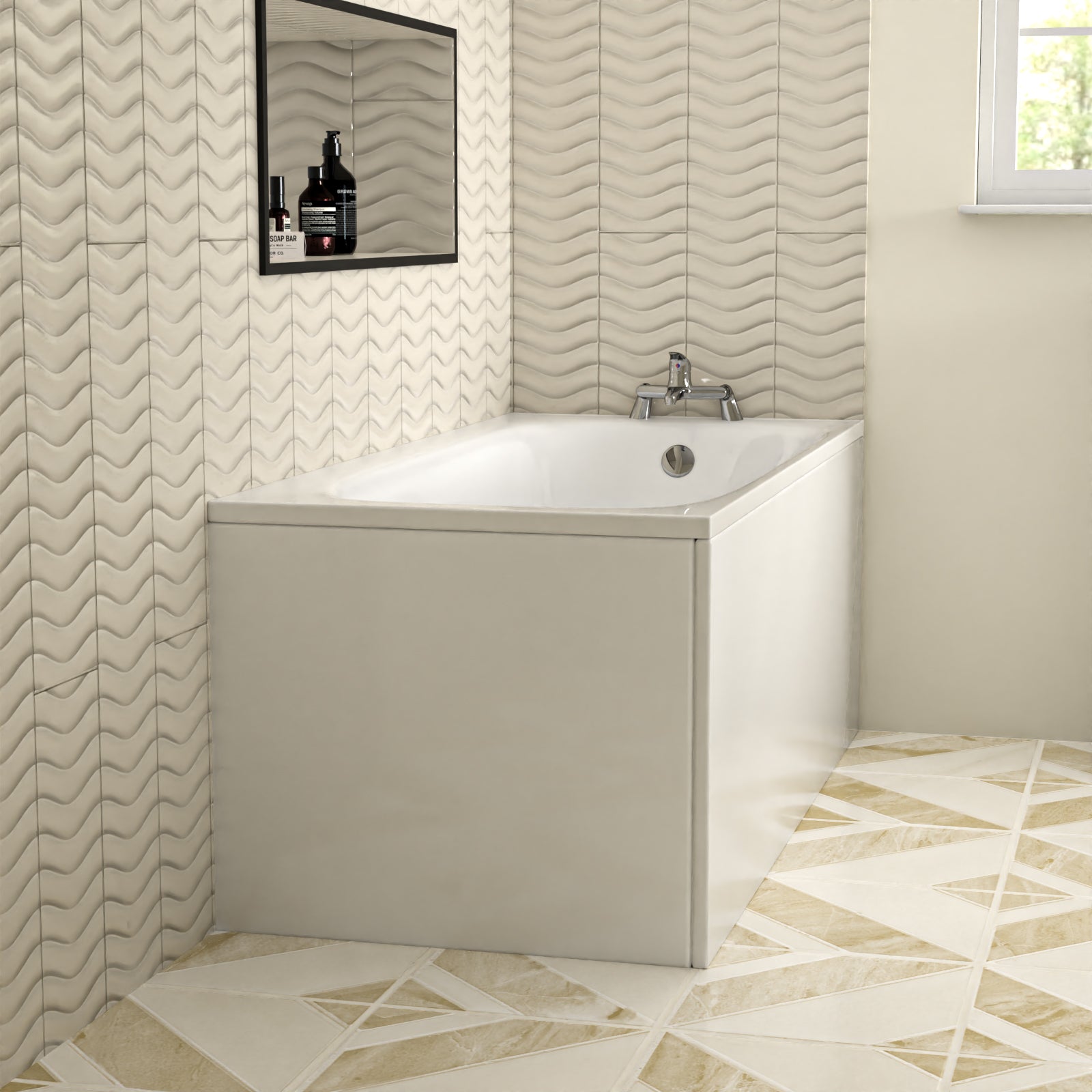 Kaif 1600 x 700mm Standard Round Single Ended Bath & Leg Set White