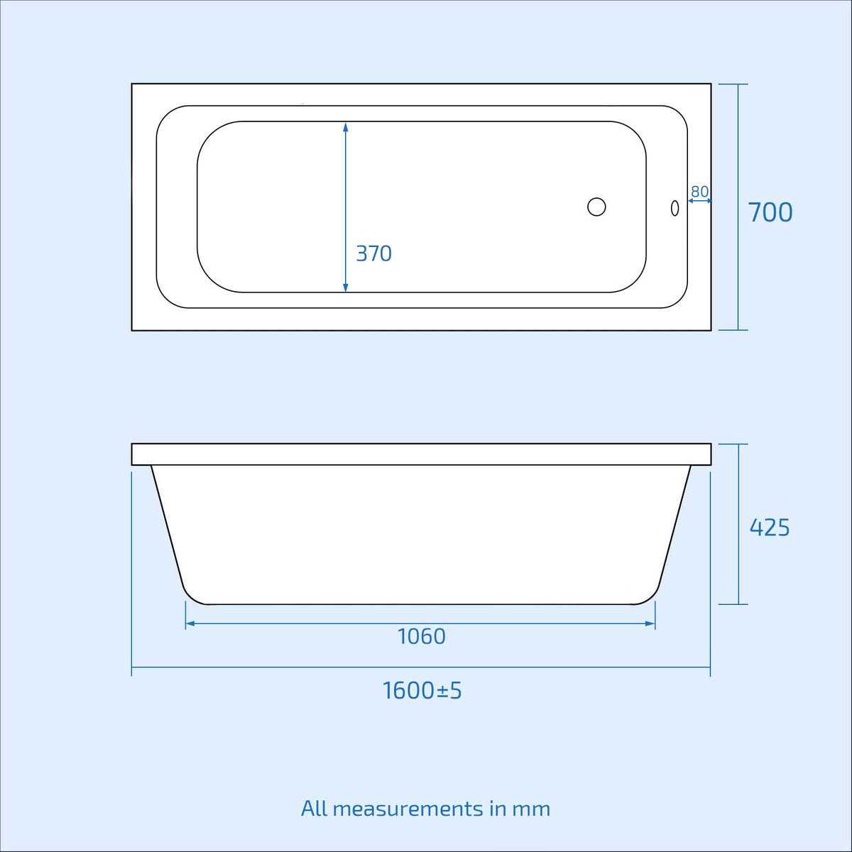 Bathroom Suite 1600mm Bathtub With Front Panel, Vanity and Toilet With Bath Filler