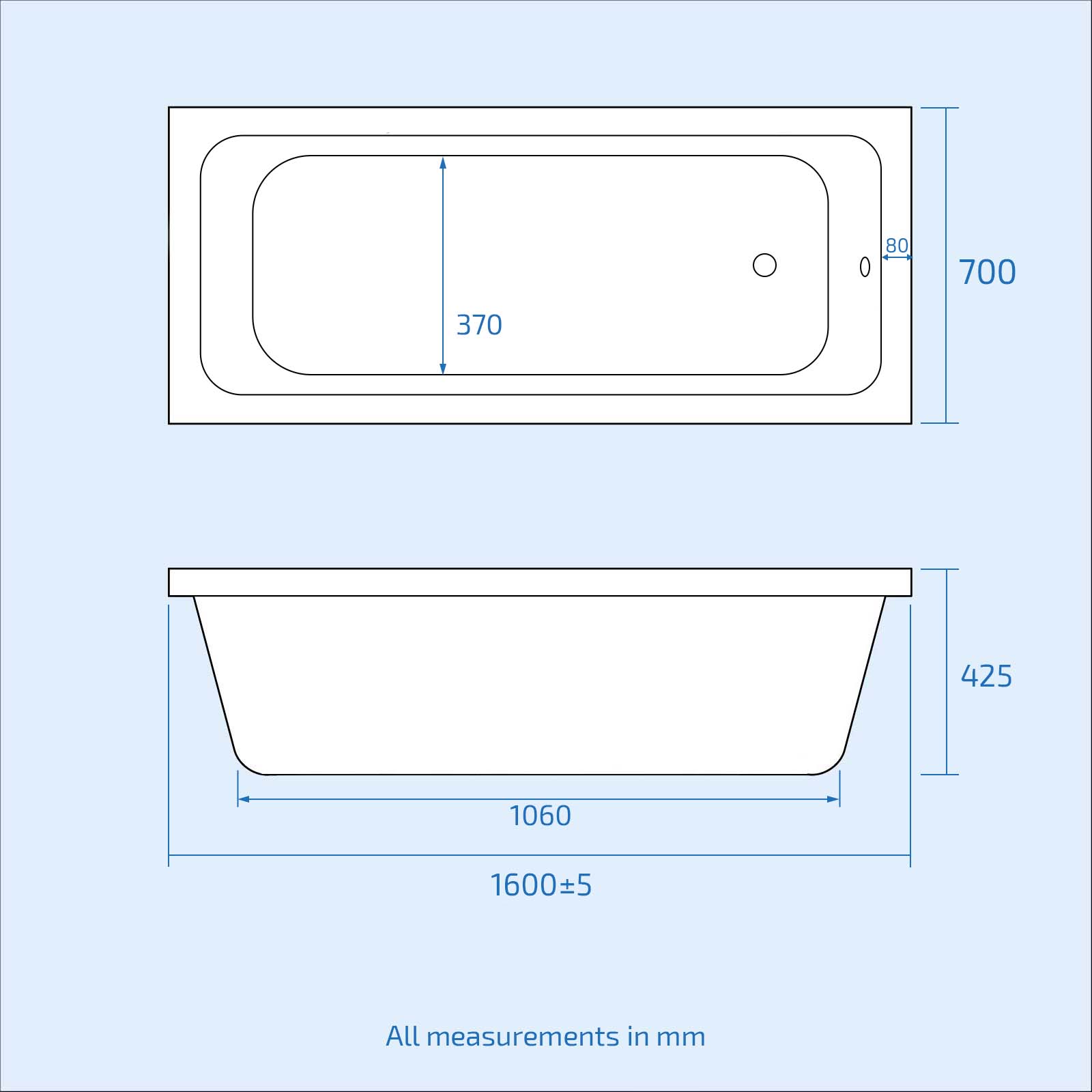 Bathroom Suite 1600mm Square Bathtub With 400mm Freestanding Vanity and Toilet
