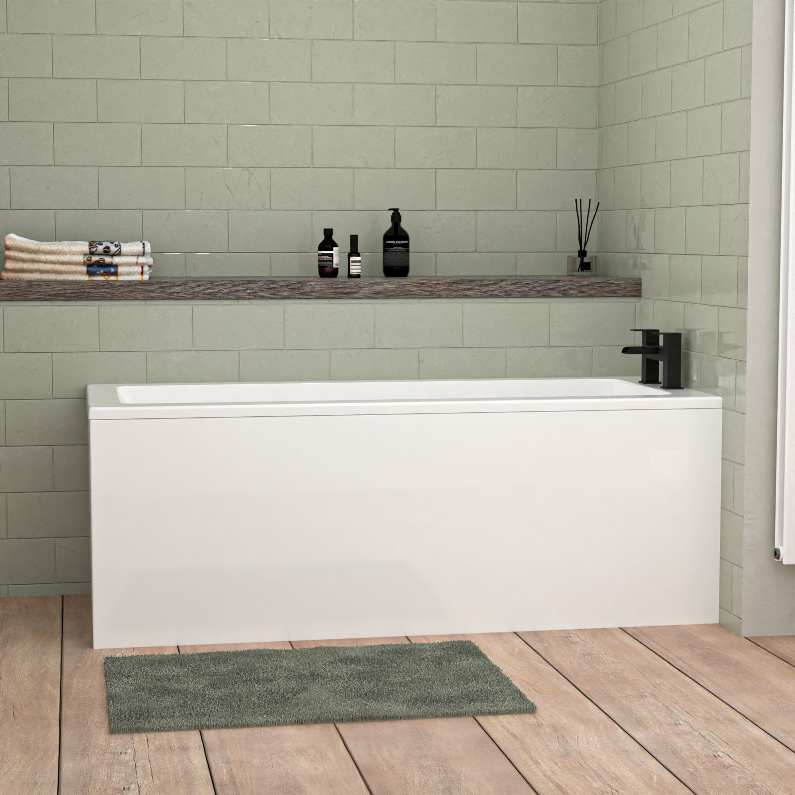 Nes Home 1600mm x 700mm Standard Square Single Ended Bath With Legs White