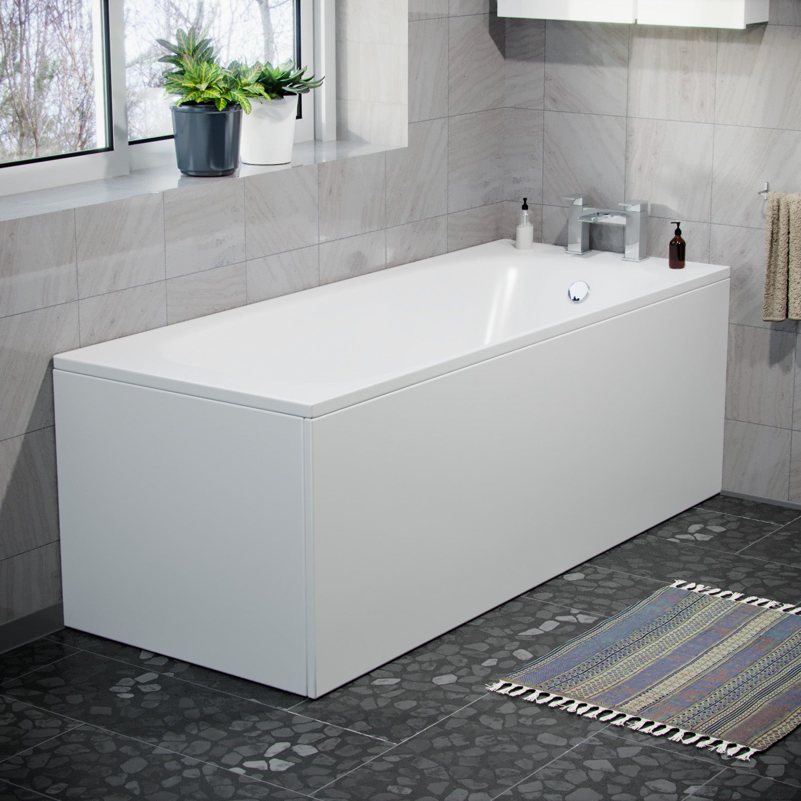 Modern High Gloss 1700mm White Front & End Bath Panel Acrylic Bathroom