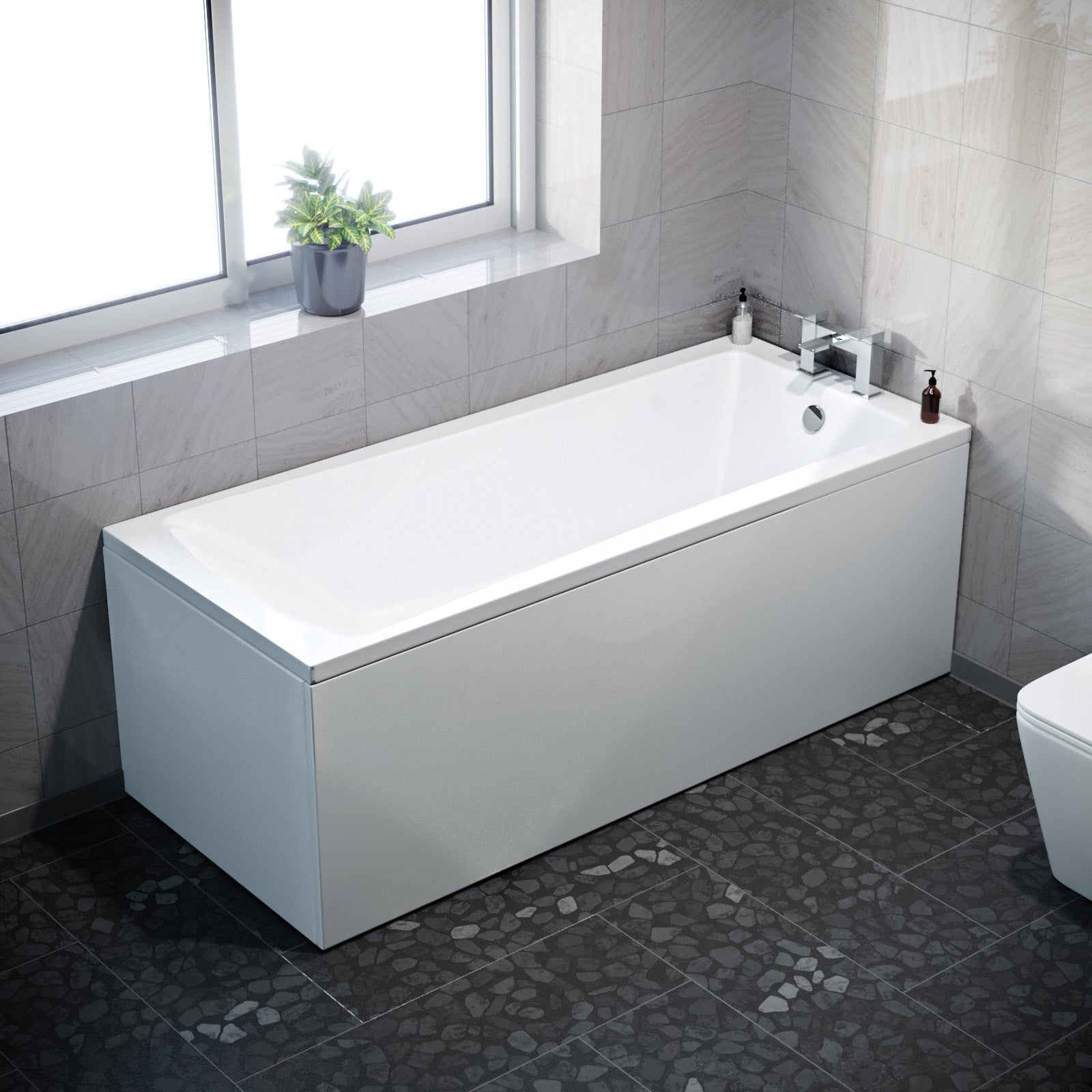 Standard Bath Tub Square Single Ended 1700mm x 750mm Bath With Legs
