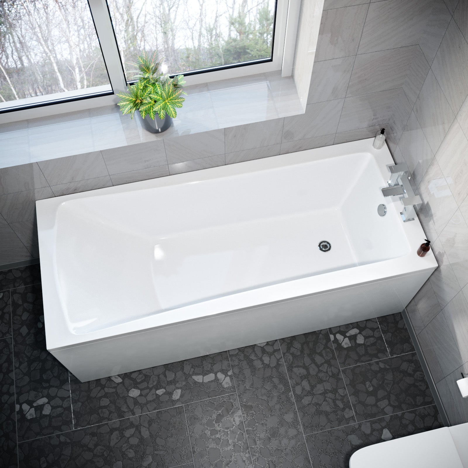 Standard Bath Tub Square Single Ended 1700mm x 750mm Bath With Legs