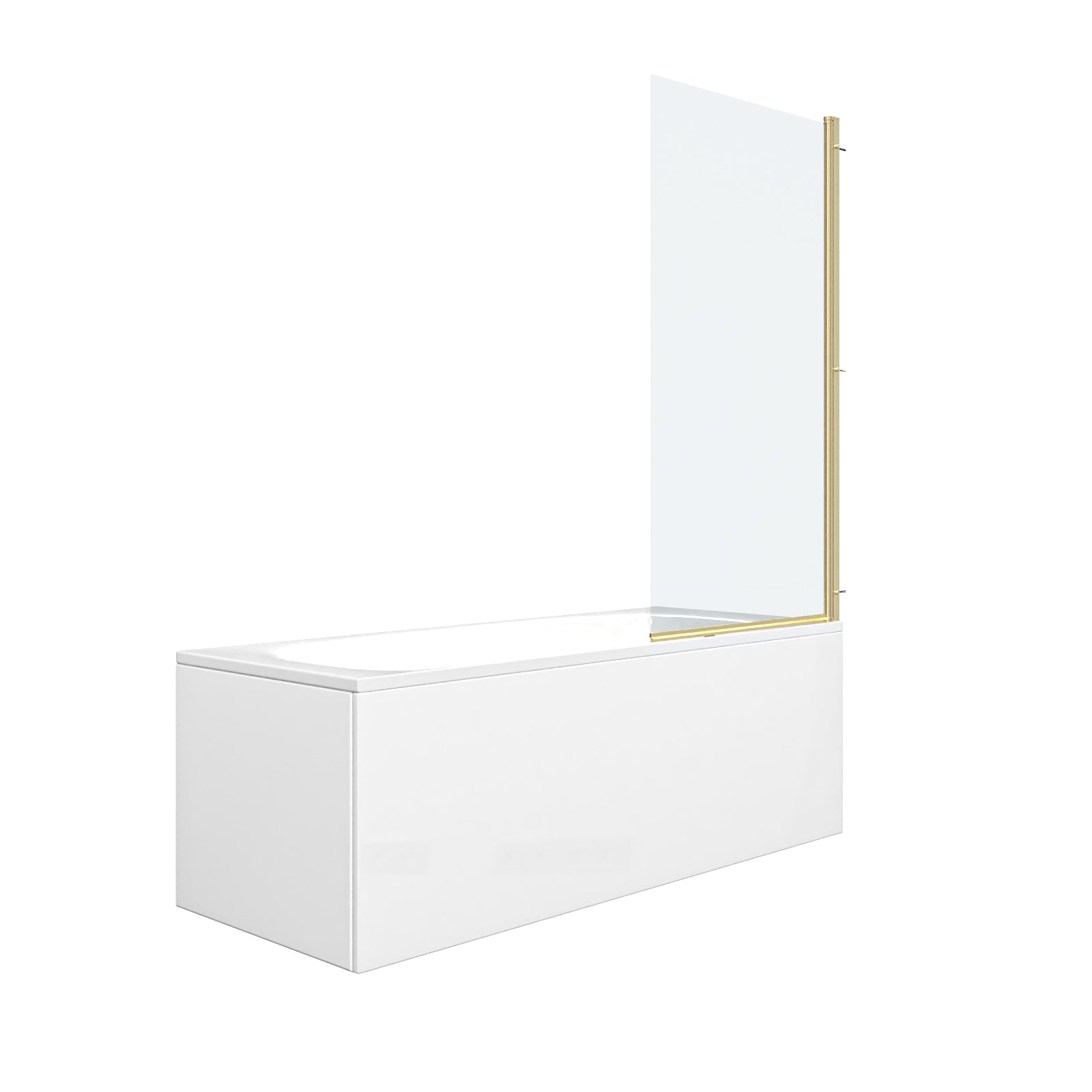 1700mm Round Bath with Legs and Brushed Brass Frame Square Bath Screen