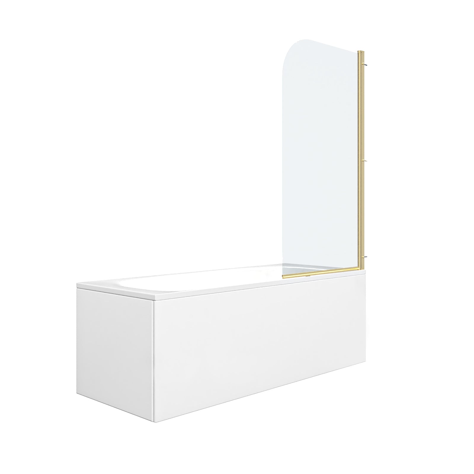 1700mm Round Bath with Legs and Brushed Brass Frame Curved Bath Screen