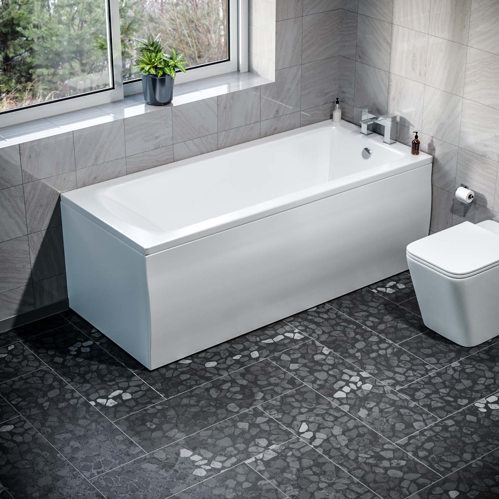 1700 x 700mm Square Single Ended Bathtub With Legs