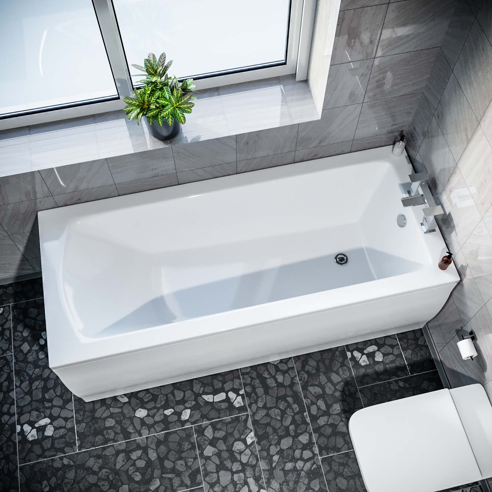 1700 x 700mm Square Single Ended Bathtub With Legs