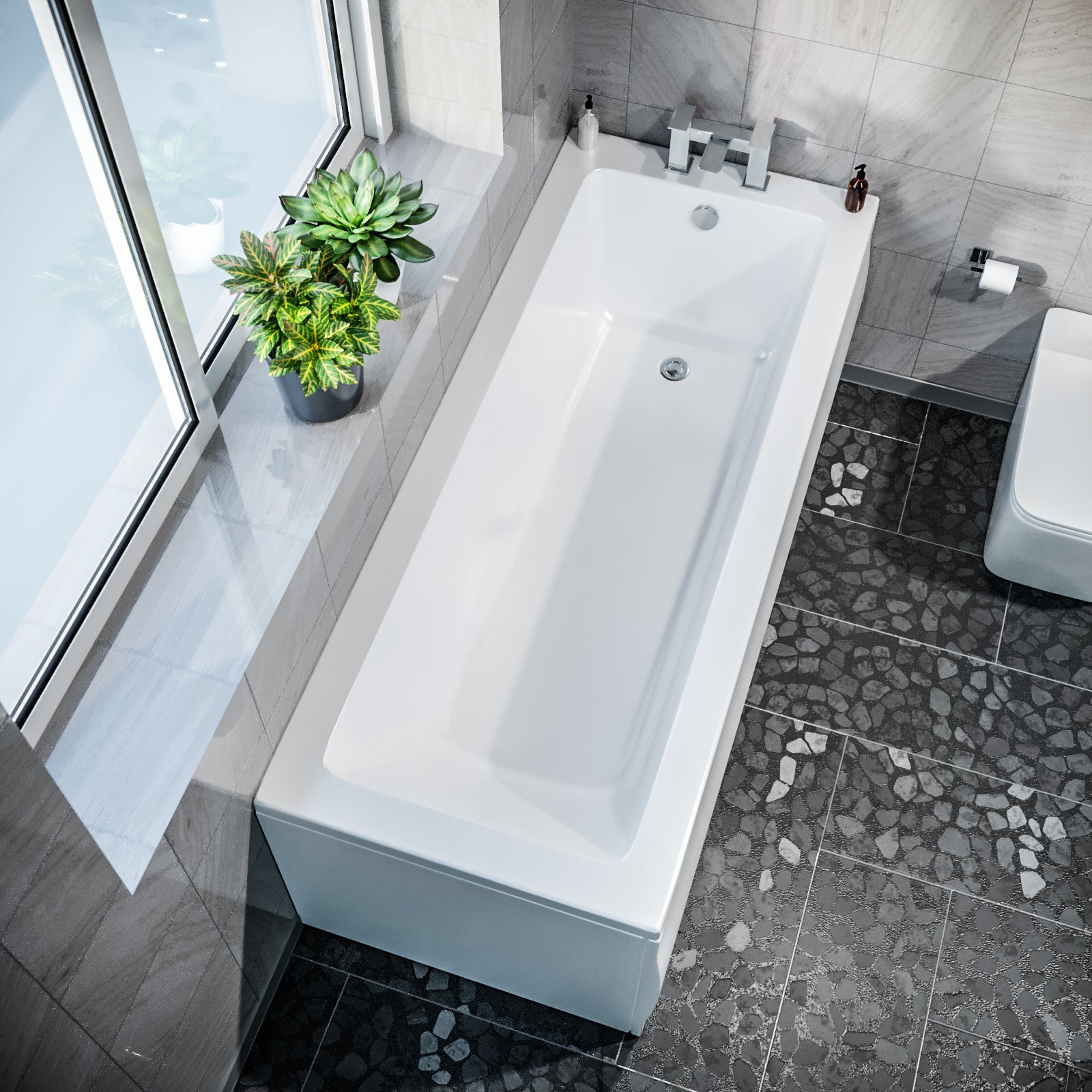 Square Single Ended Bathtub With Legs