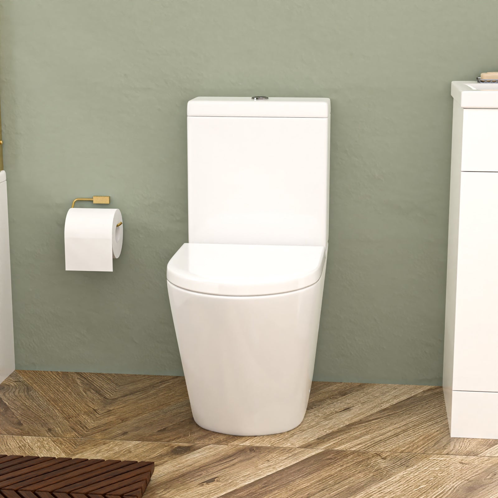 Square Shower Bath Basin Vanity Toilet Set Brushed Brass Taps