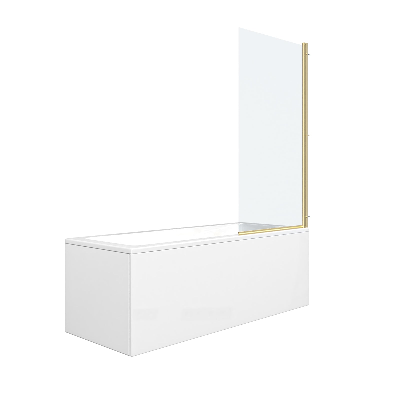 1700mm Square Bath with Legs and Brushed Brass Frame Square Bath Screen