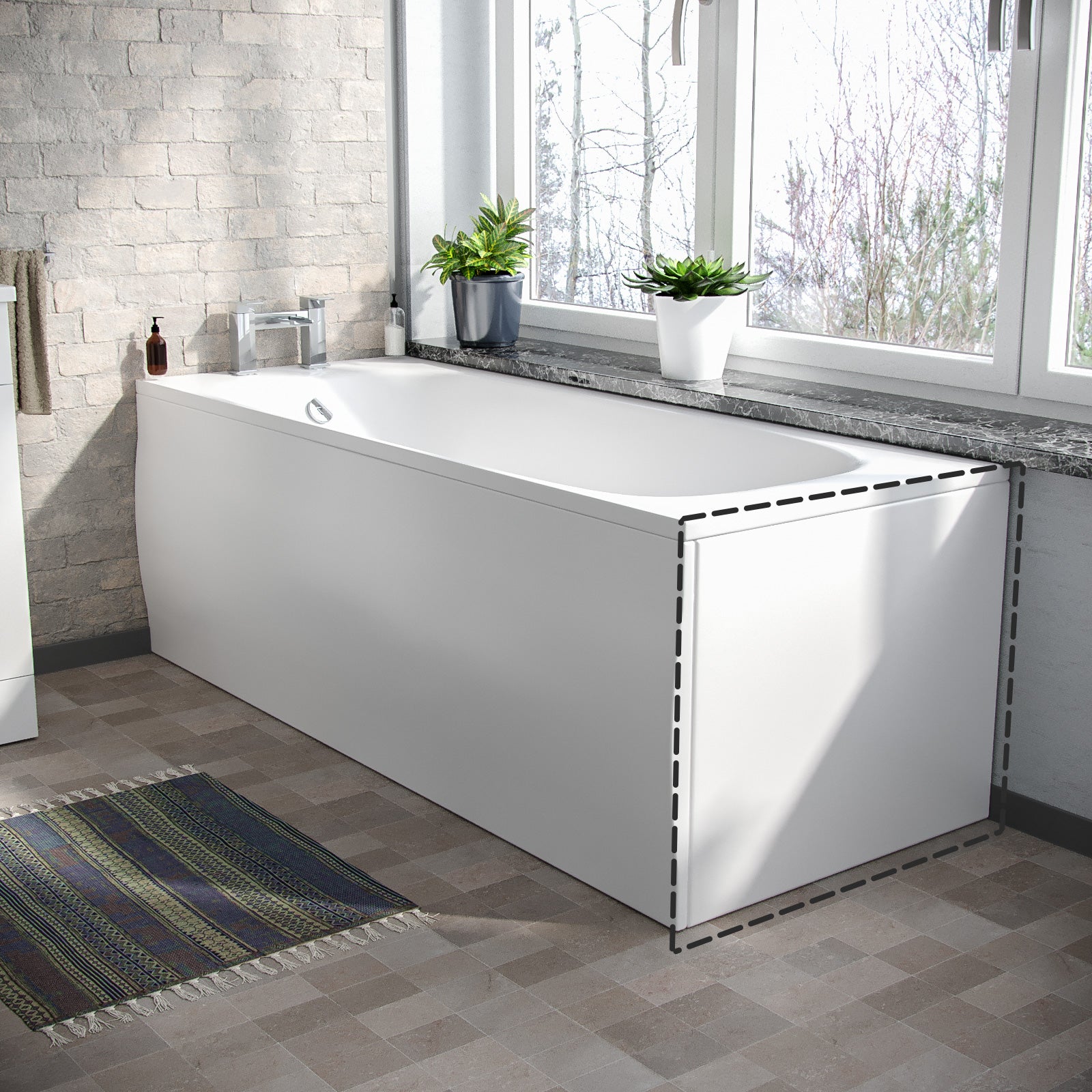 White Modern 700 Mm Standard High Gloss End Bath Panel