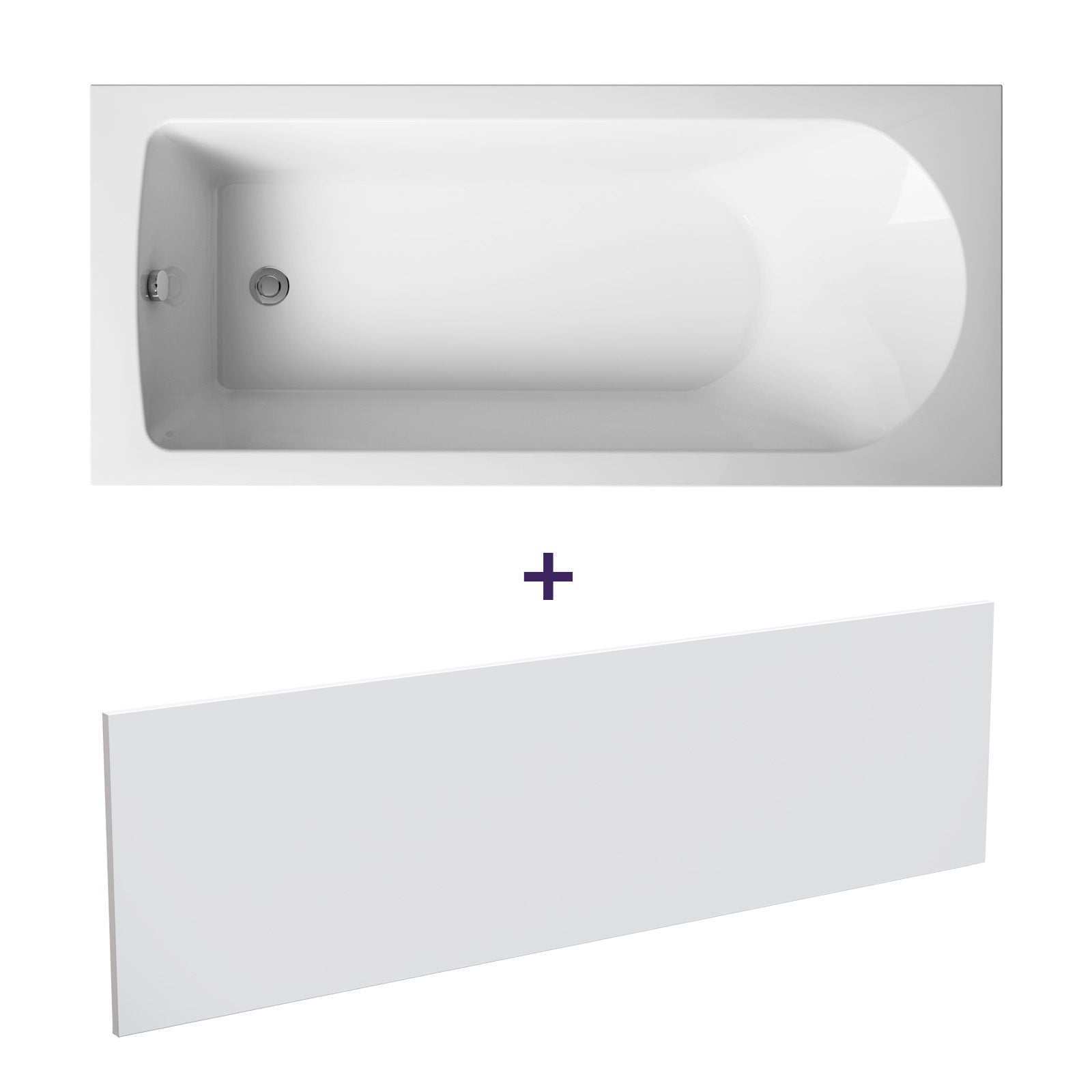 Nuie Barnby 1700mm x 750mm Round Single Ended Bath & Leg Set with Front Panel White