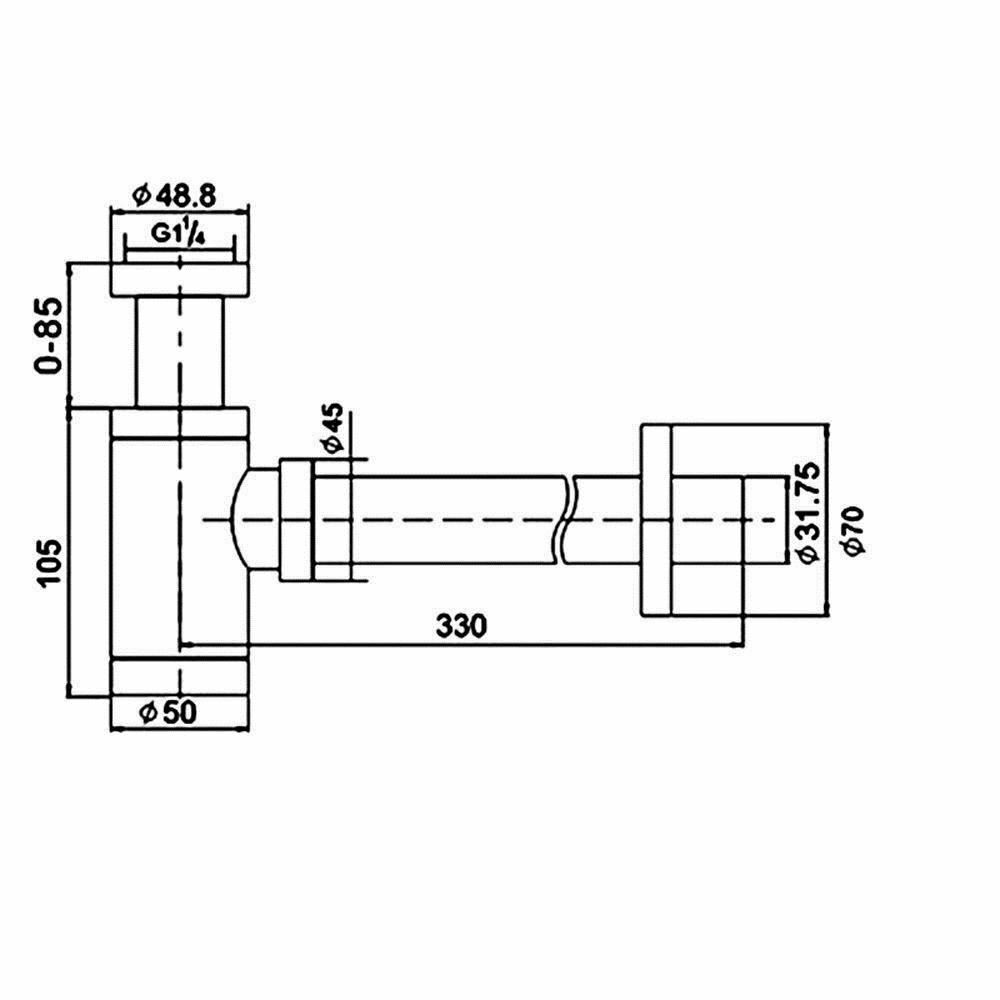 Chrome Bottle Trap and Unslotted Flip Waste for Bathroom Basin Sink
