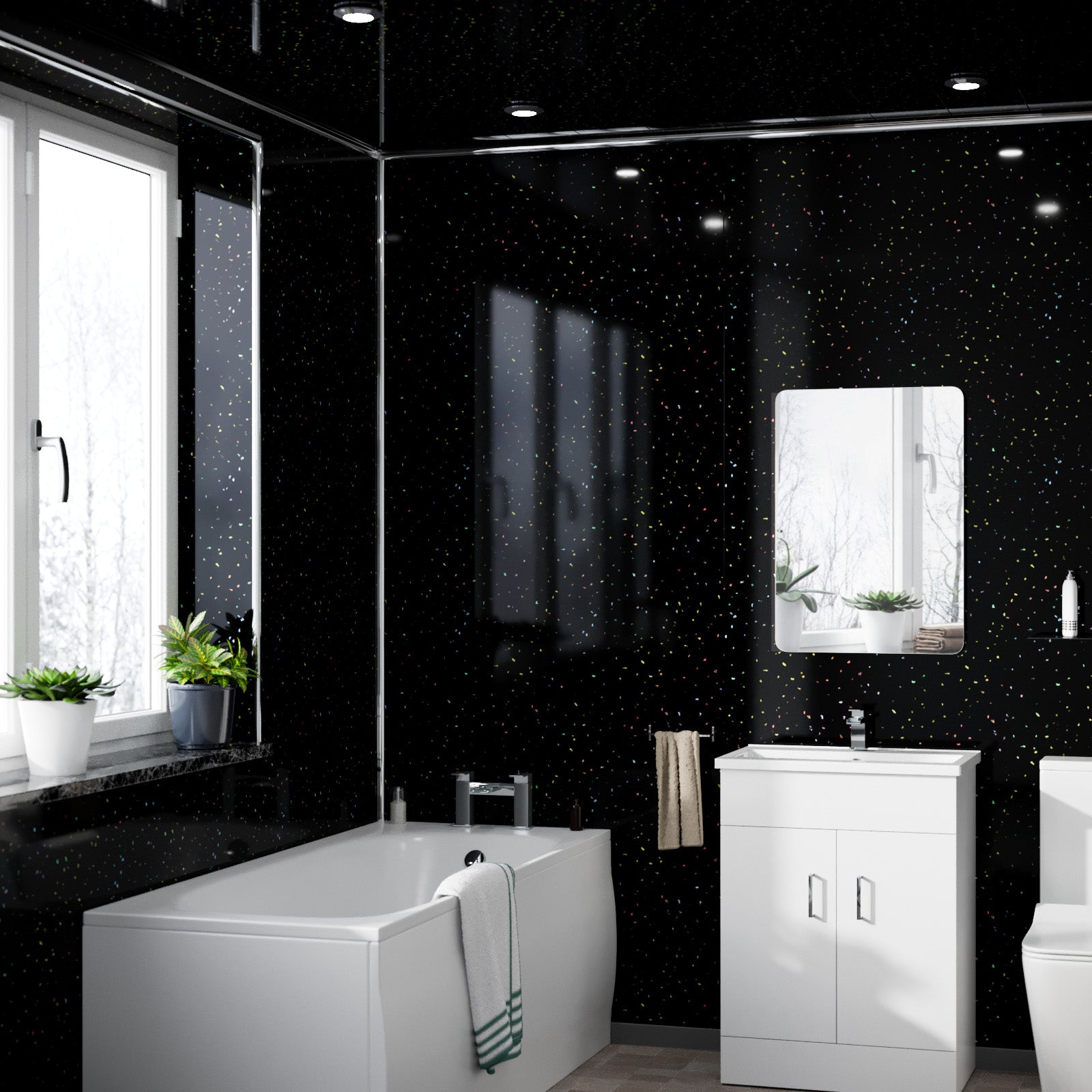 PVC Panel Black Galaxy 250mm X 2700mm X 5mm (Pack Of 4)