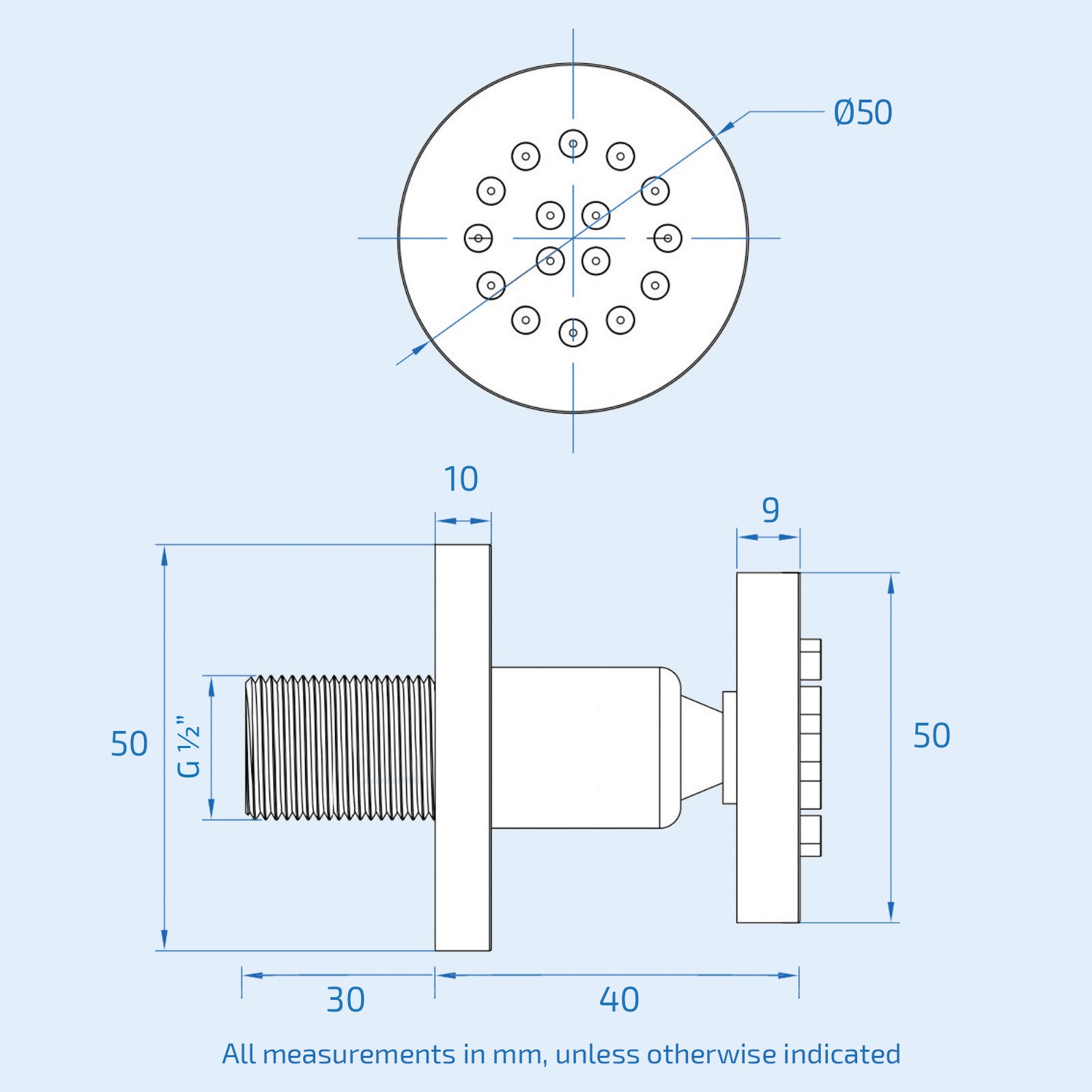 Flora Round 3 Way Concealed Thermostatic Shower Mixer Valve, Shower Head, Handset, Body Jets Set Chrome