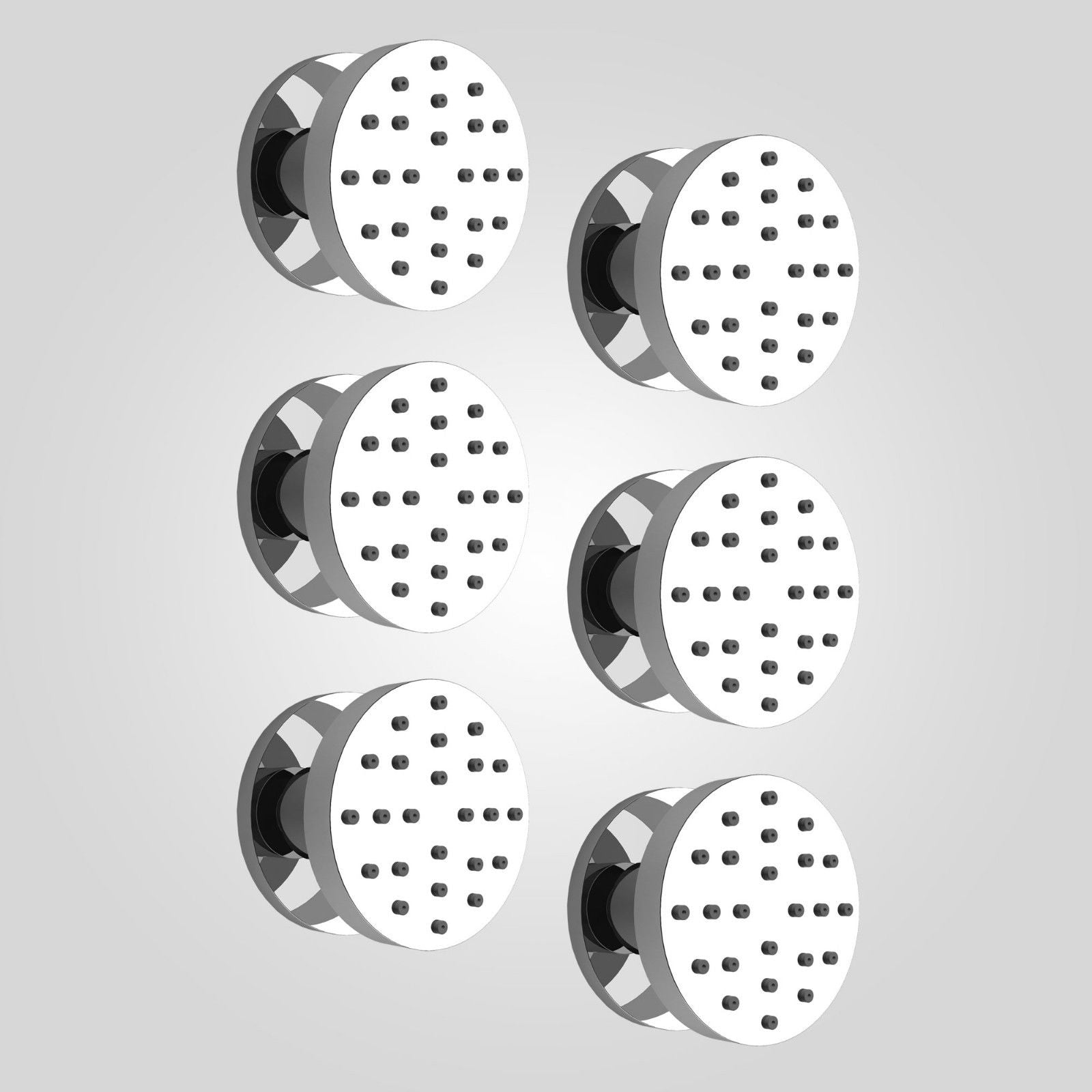 Set Of Six Round Chrome Plated Brass Shower Bath Body Massage Jets