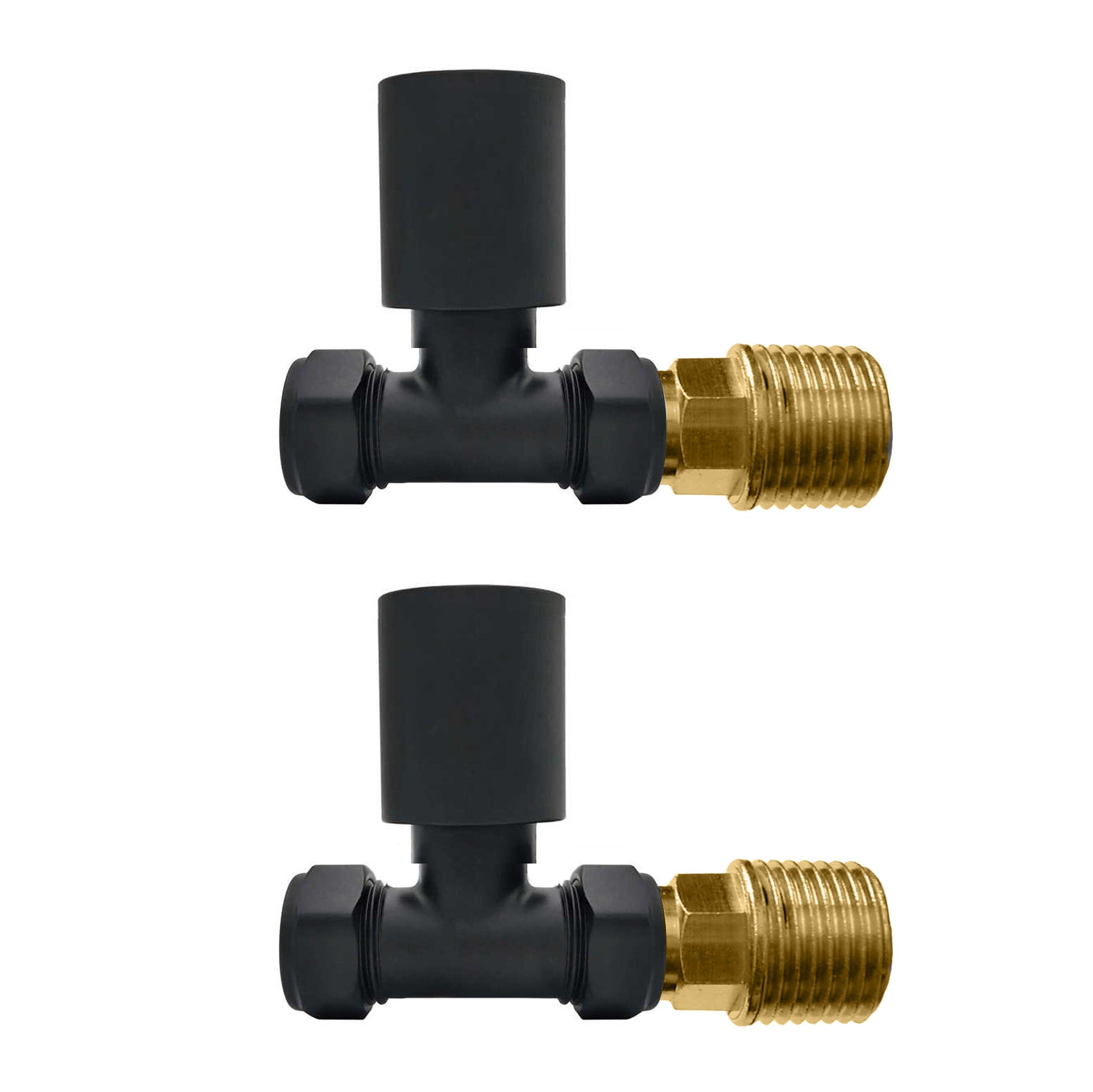 Modern Matte Black Brass Thermostatic Radiator Valve Straight