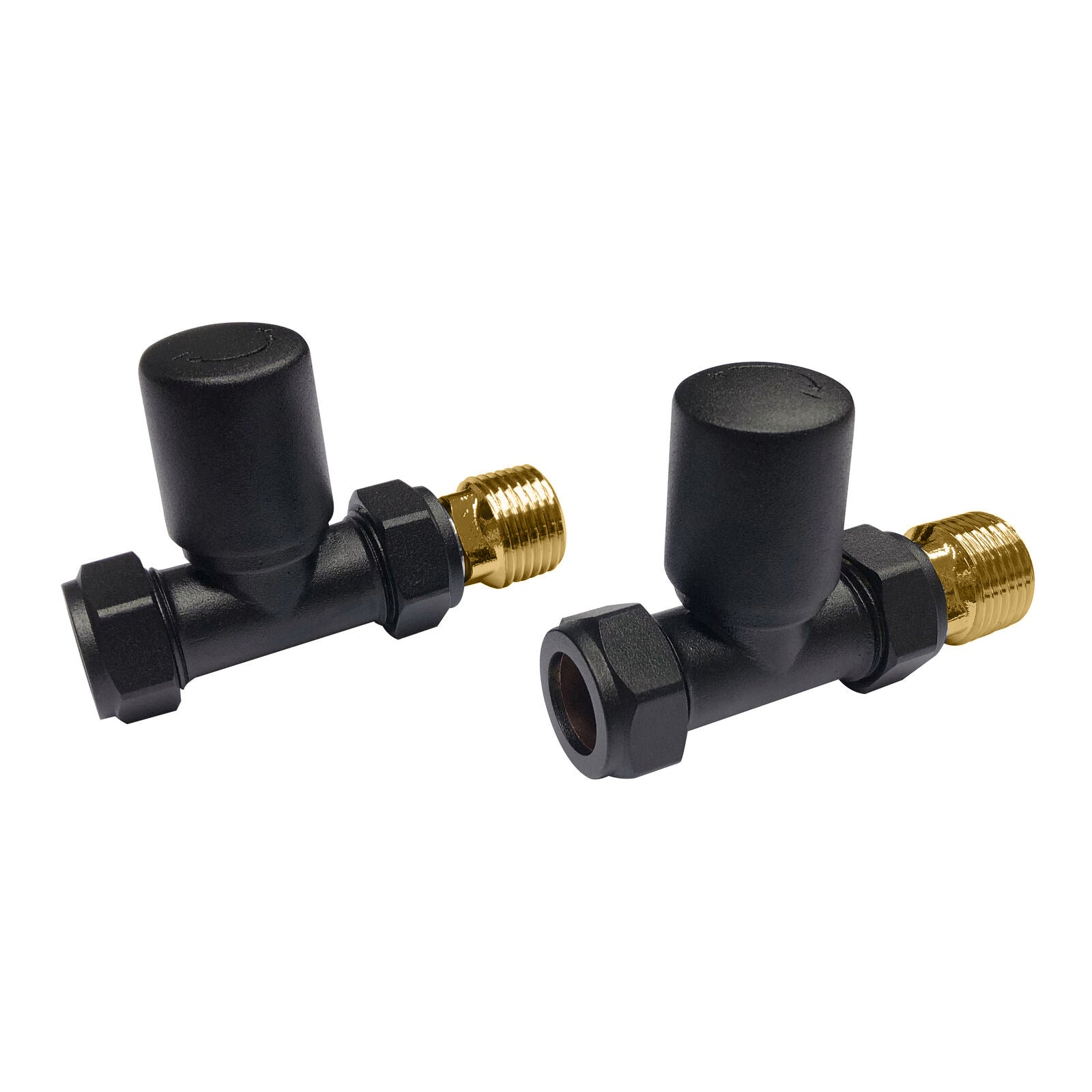 Modern Matte Black Brass Thermostatic Radiator Valve Straight