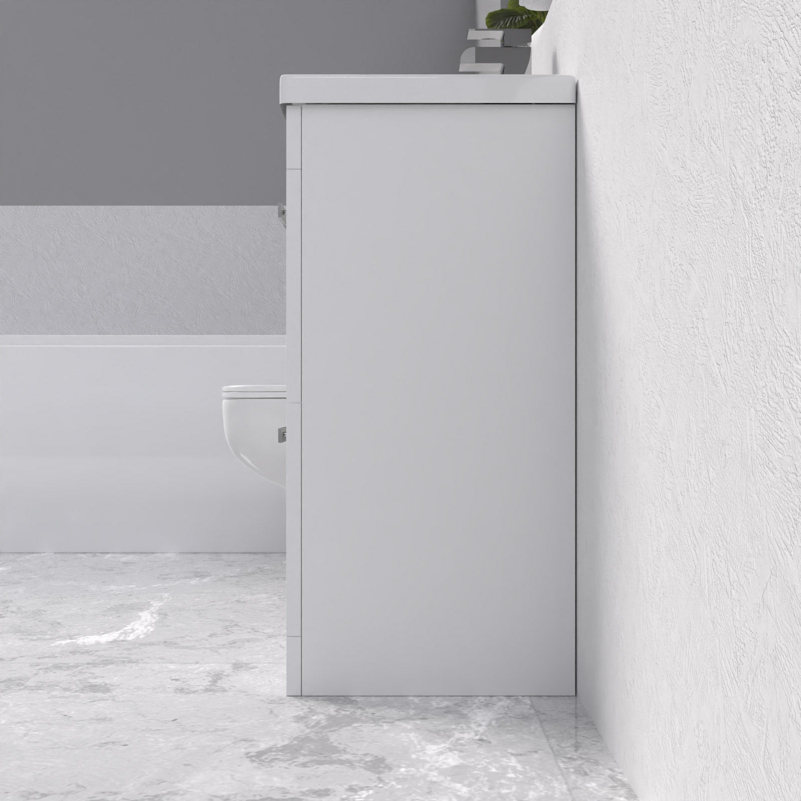Nanuya 500mm Wall Hung Bathroom Vanity Unit - White Gloss, 2 Soft-Close Drawers, Ceramic Basin