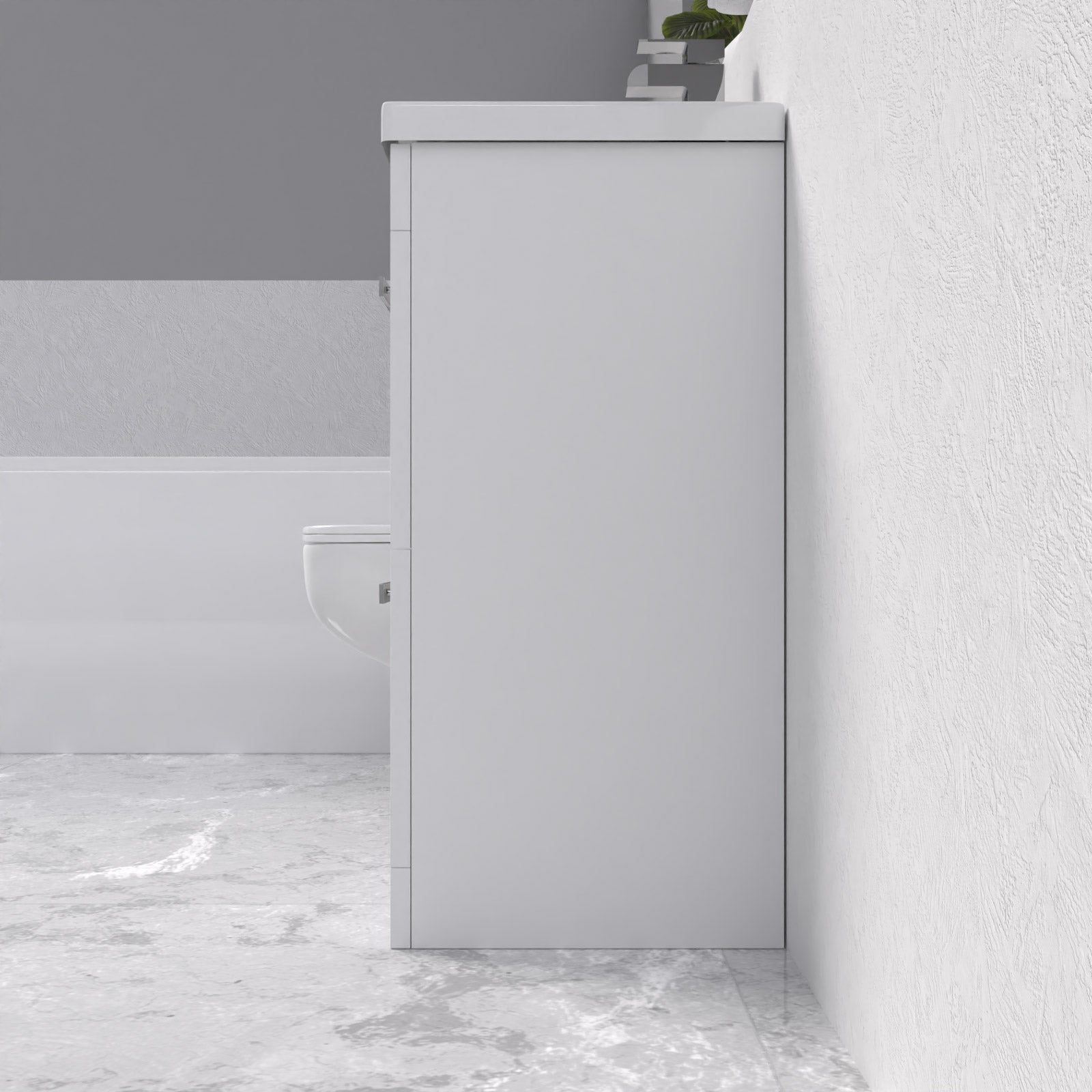 Nanuya White 500mm 2 Drawers Basin Vanity and Close Coupled Toilet