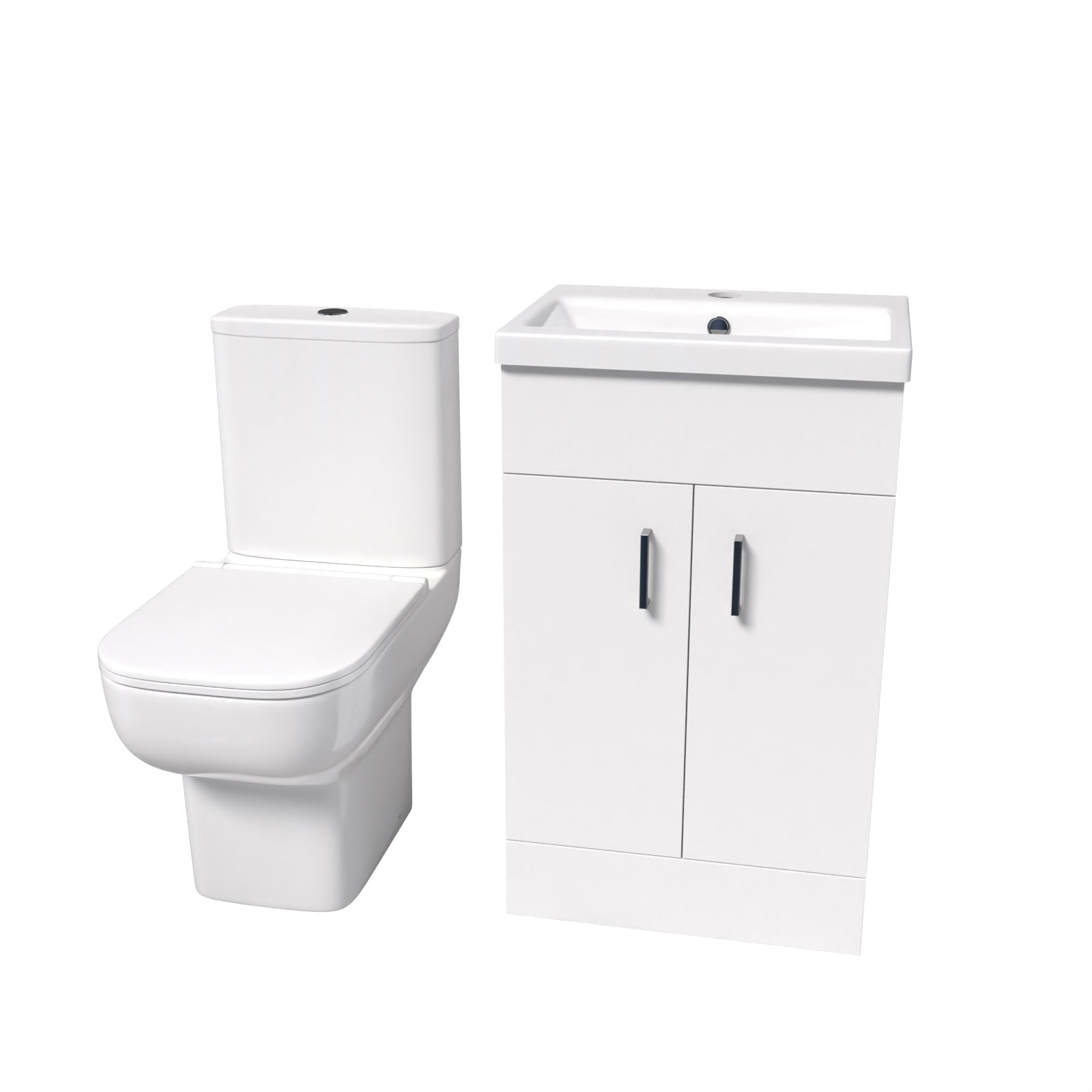 Nanuya White 500mm Cloakroom Suite with Basin Vanity and Close Coupled Toilet