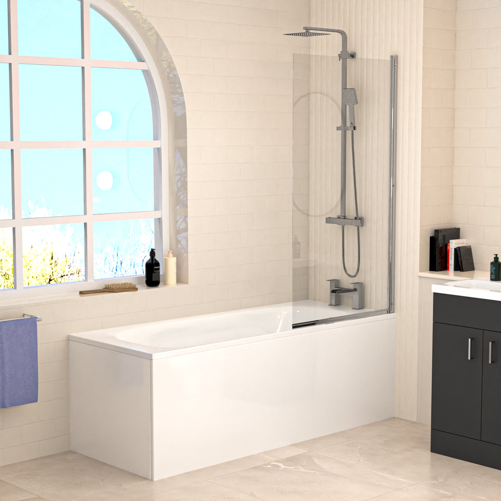 Nanuya Bathtub Shower Dark Grey Basin Vanity Toilet Matte Black Taps