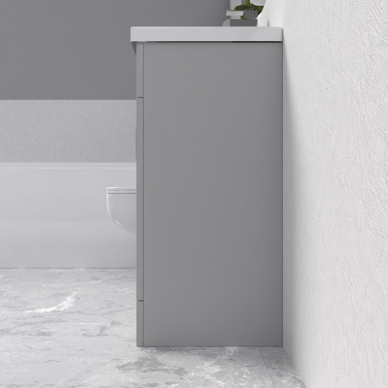 Nanuya 600mm Grey Bathroom with Basin Vanity & Close Coupled Toilet