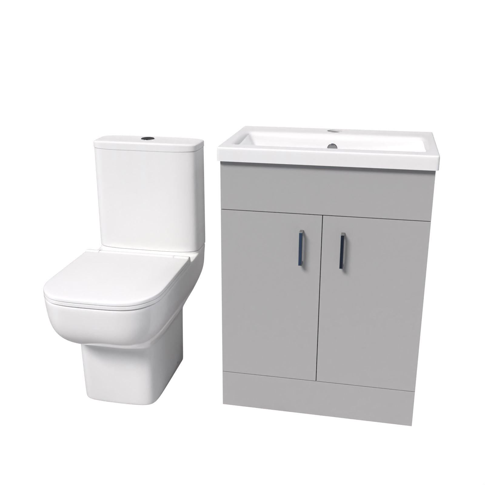 Nanuya 600mm Grey Bathroom with Basin Vanity & Close Coupled Toilet