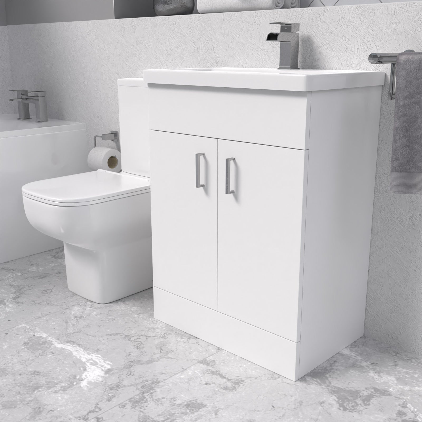 Nanuya Small Freestanding Bathroom Cloakroom Vanity Cabinet Unit With Basin Sink