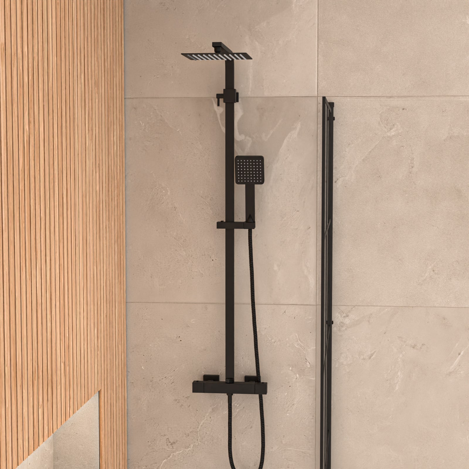 Alaska Bath Screen Shower White Doors Vanity Toilet Matte Black Taps