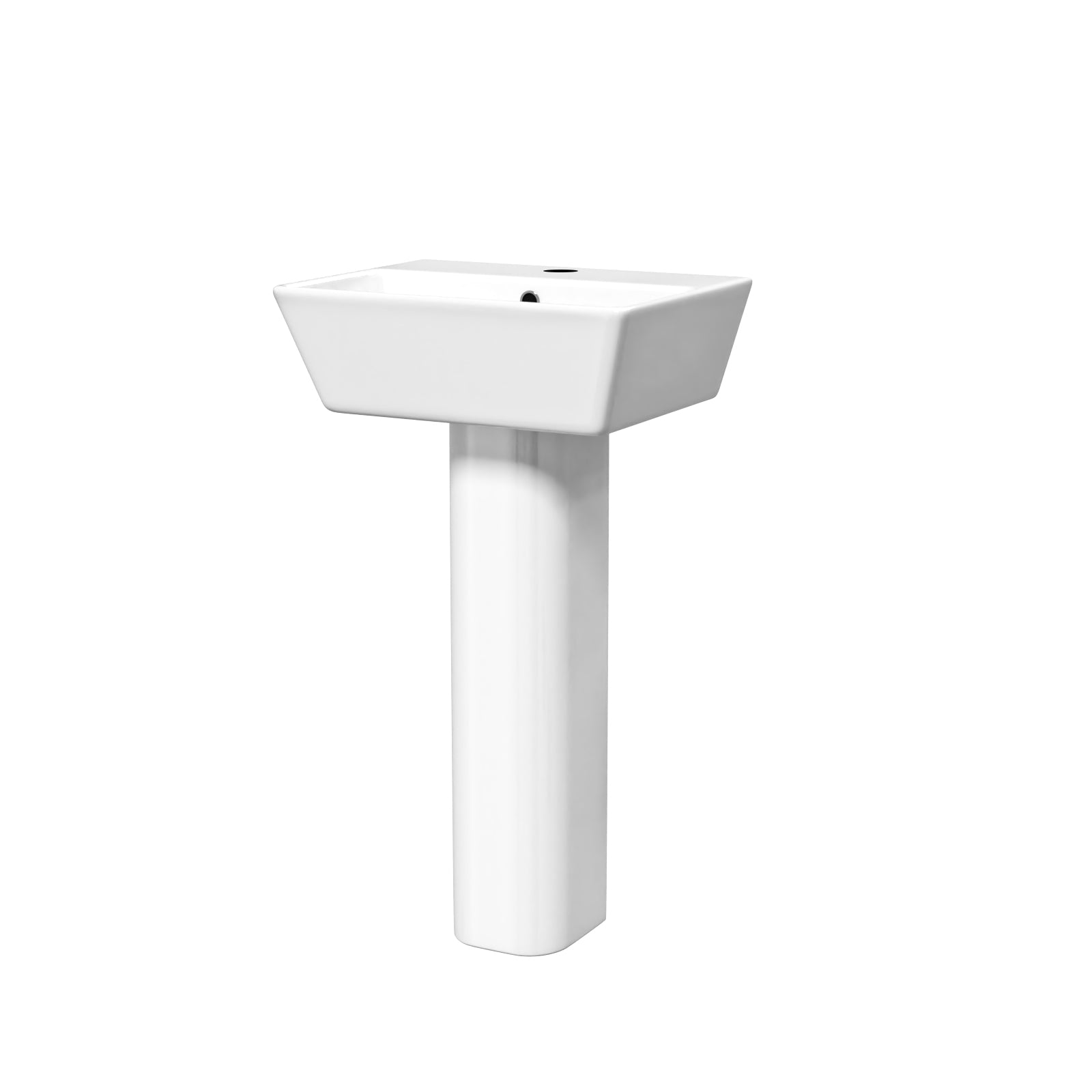 White 450mm Square Modern Full Pedestal Basin