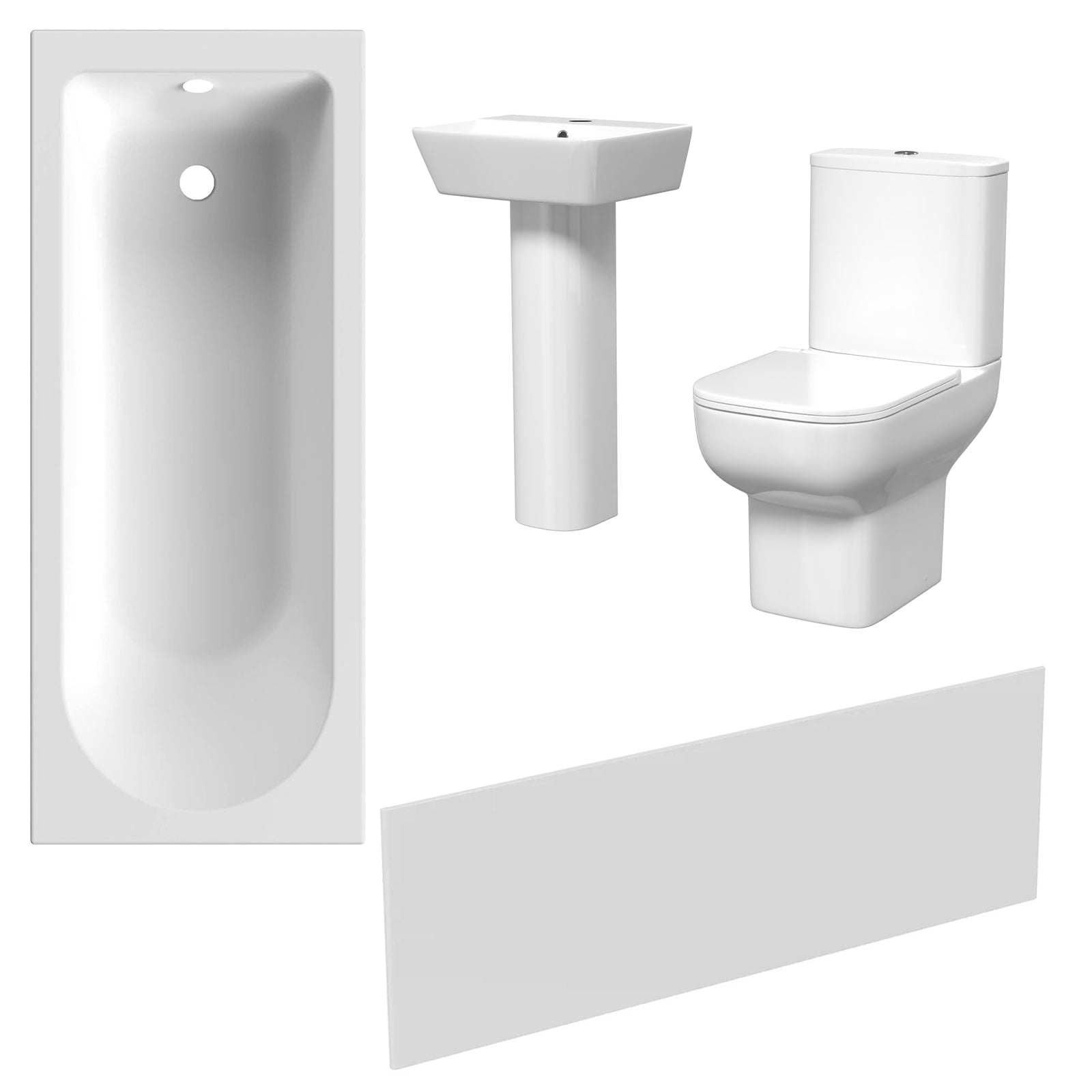 White 450mm Square Modern Full Pedestal Basin Toilet Bath & Front Panel