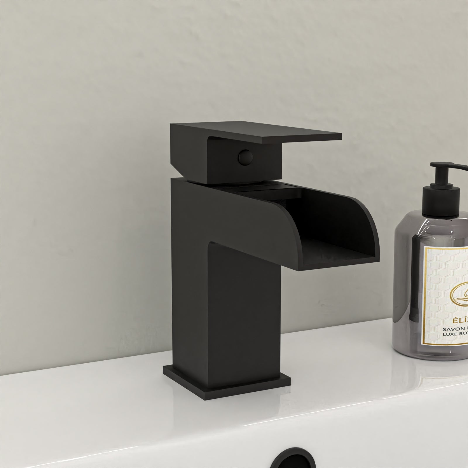 White 450mm Square Modern Pedestal Basin Toilet Shower Bath Taps Set