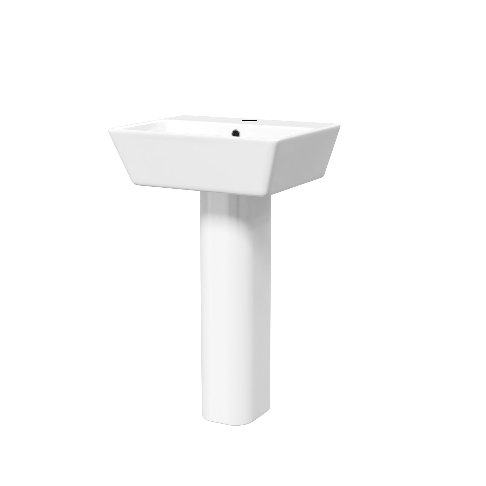 White 500mm Square Modern Full Pedestal Basin