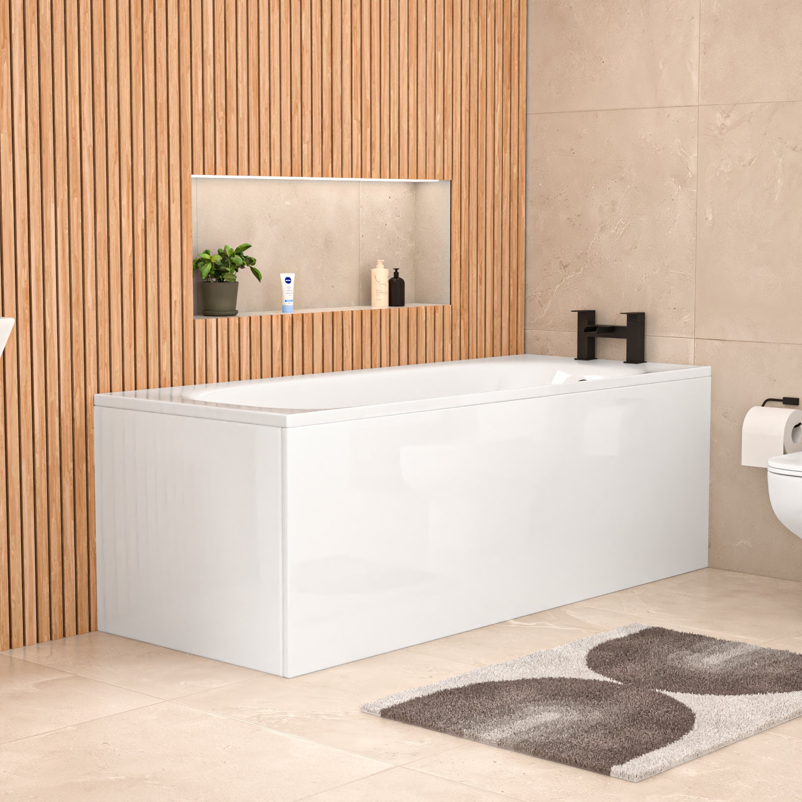 White 560mm Square Modern Full Pedestal Basin Toilet Bath & Front Panel