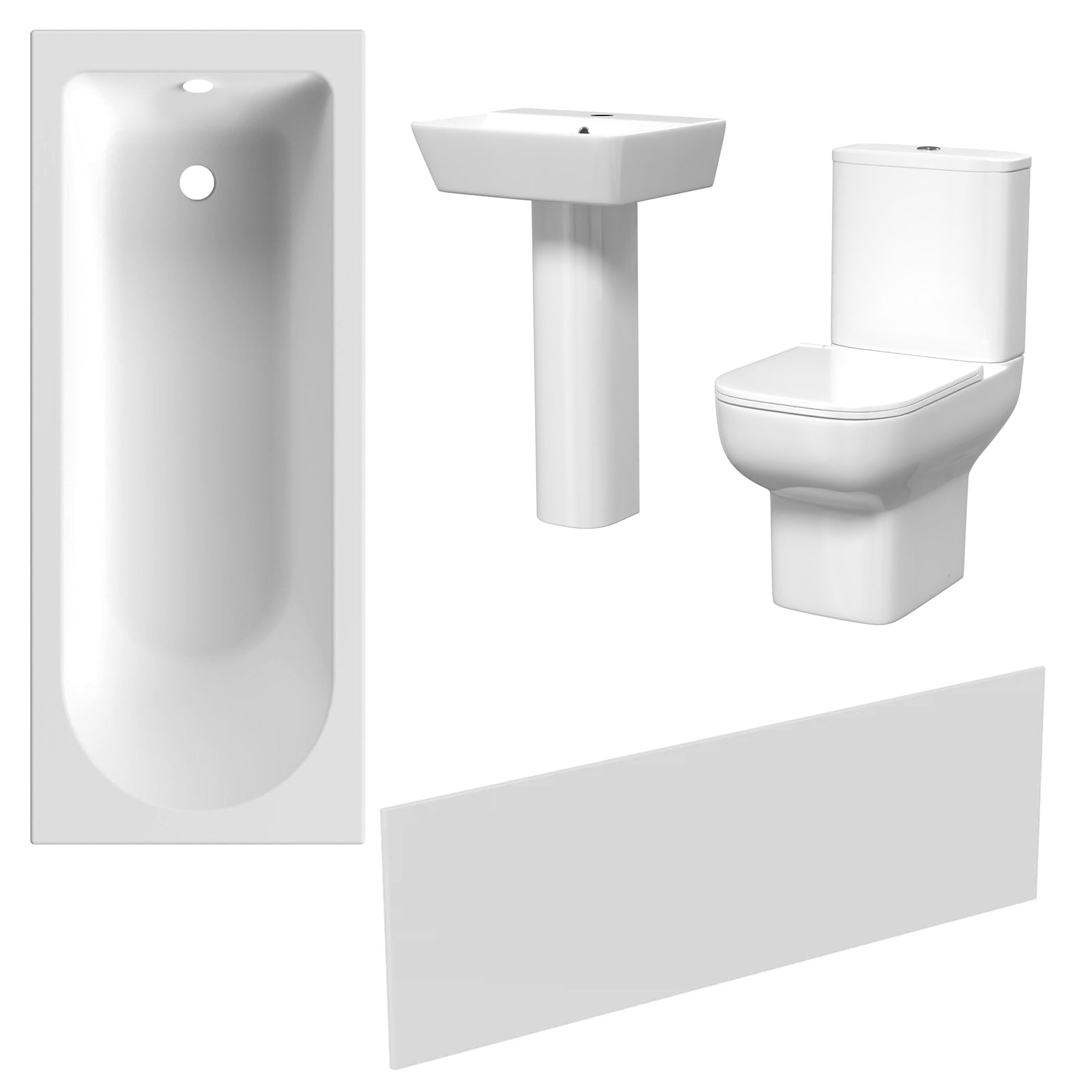 White 560mm Square Modern Full Pedestal Basin Toilet Bath & Front Panel