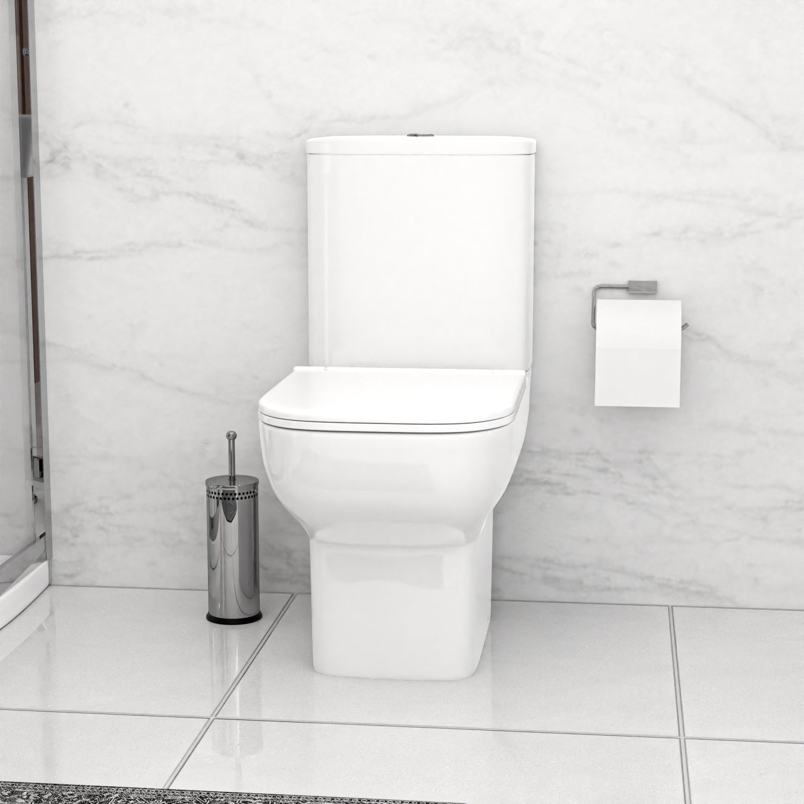 Aris 800mm Bathroom Suite with Quadrant Enclosure & 500mm Pedestal Basin