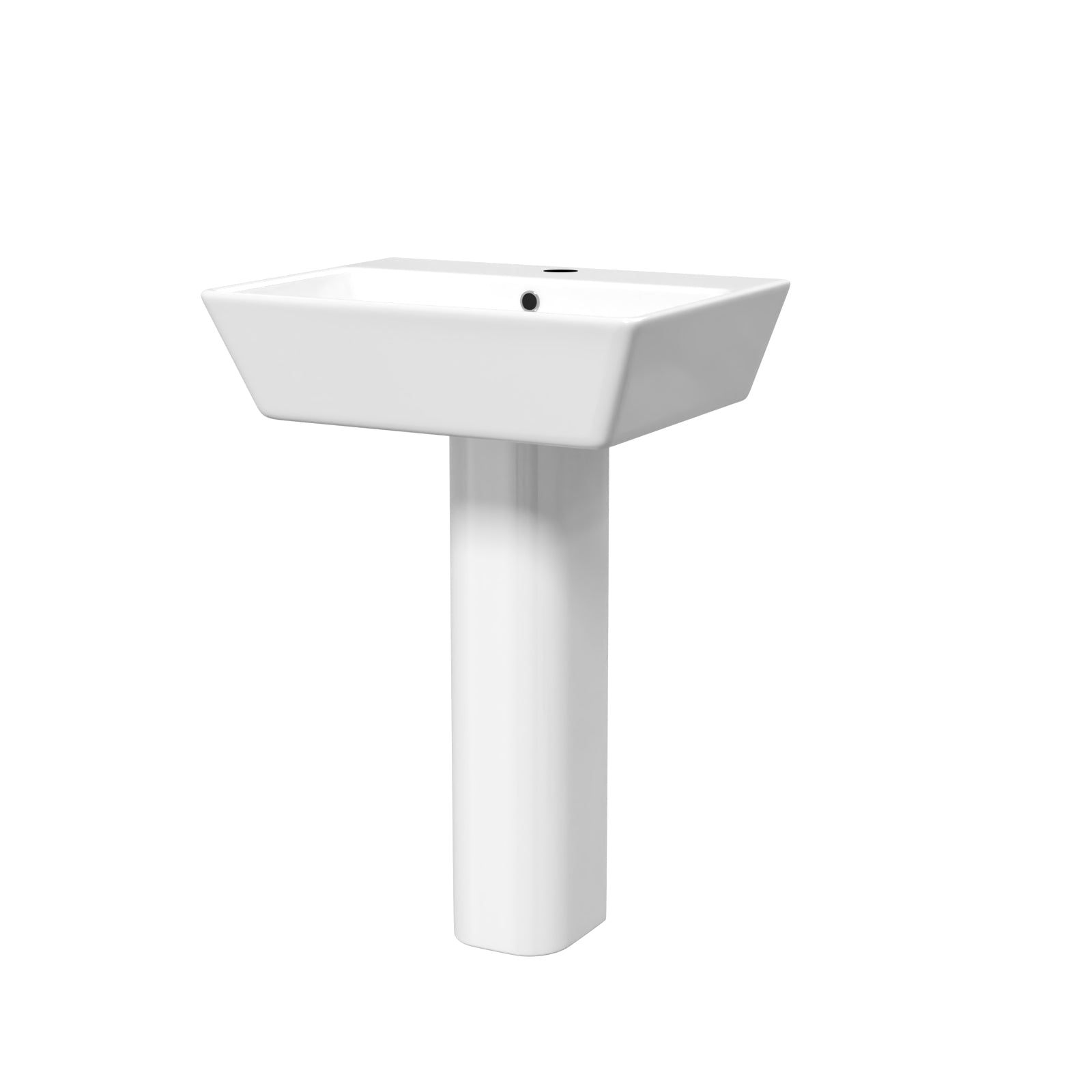 White 560mm Square Modern Full Pedestal Basin