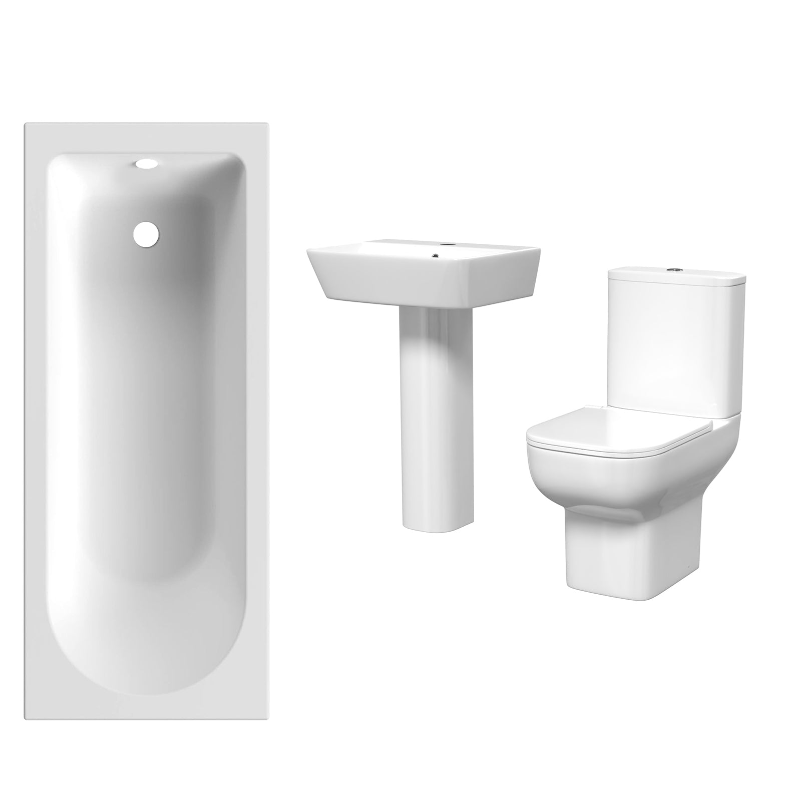 White 560mm Square Modern Full Pedestal Basin Toilet & Bath