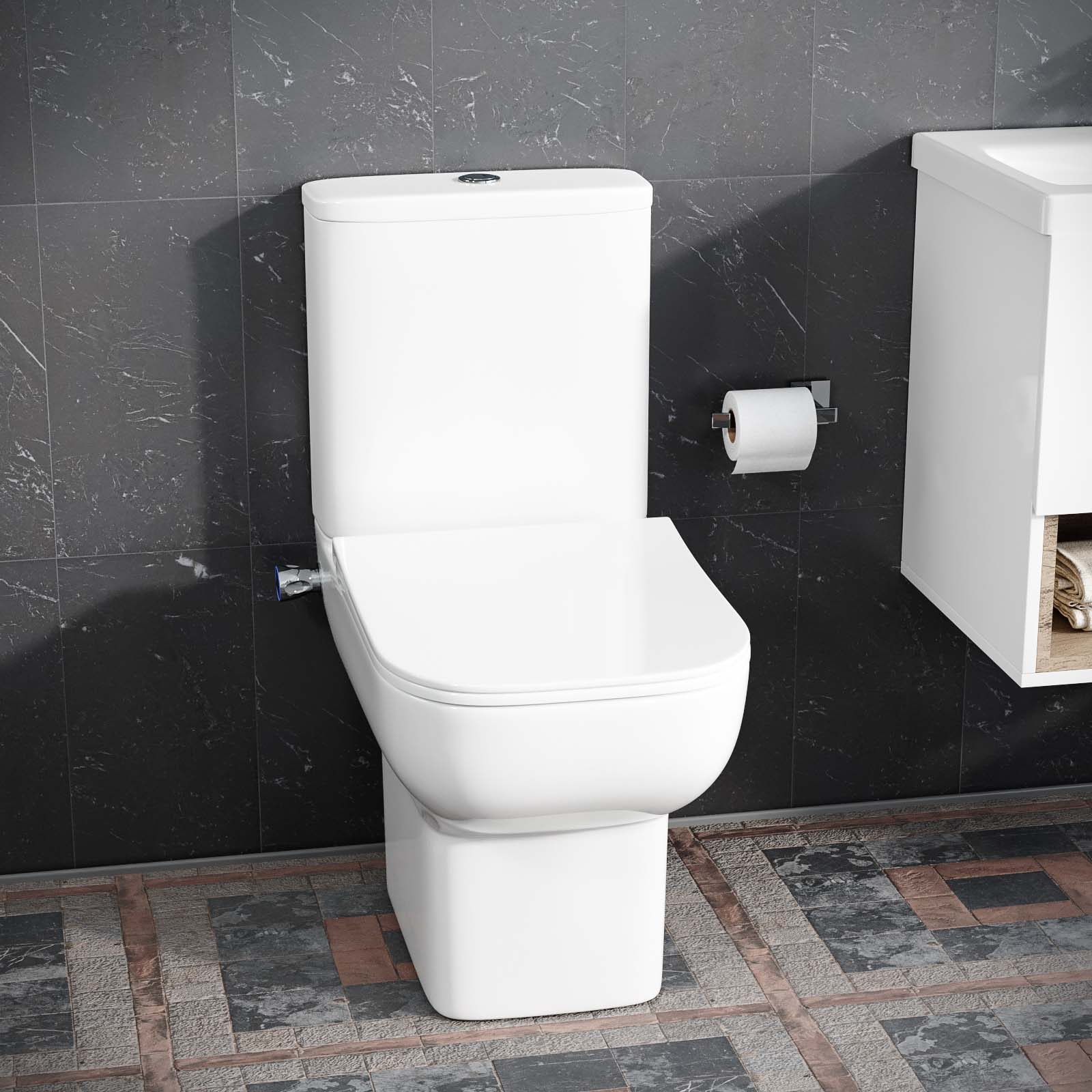 Rimless Square Close Coupled Toilet Without Bidet Nozzle and Valve