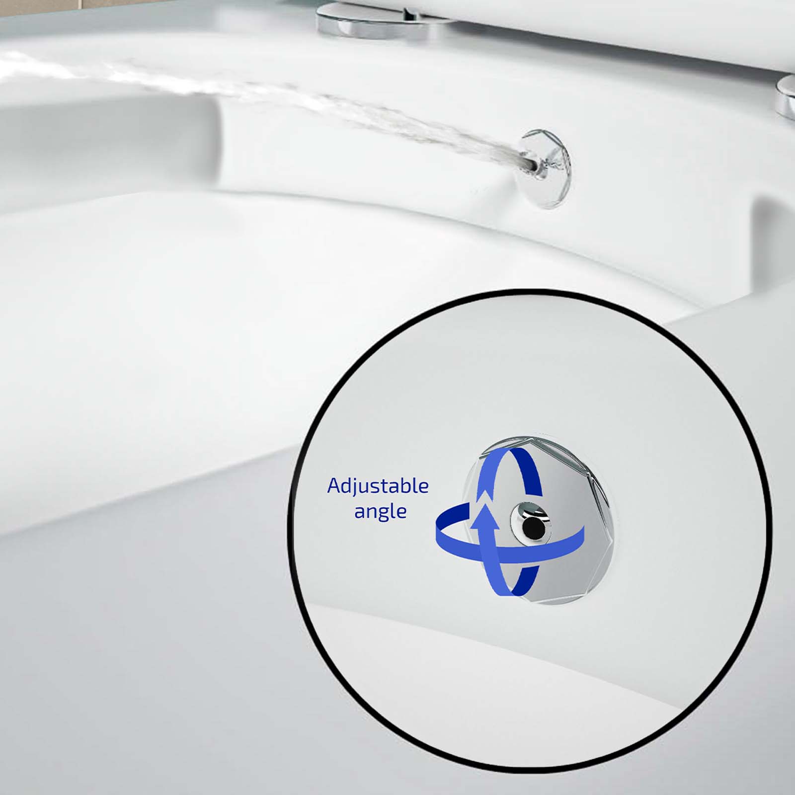Rimless Square Close Coupled Toilet Pan with Integrated Hot Cold Bidet