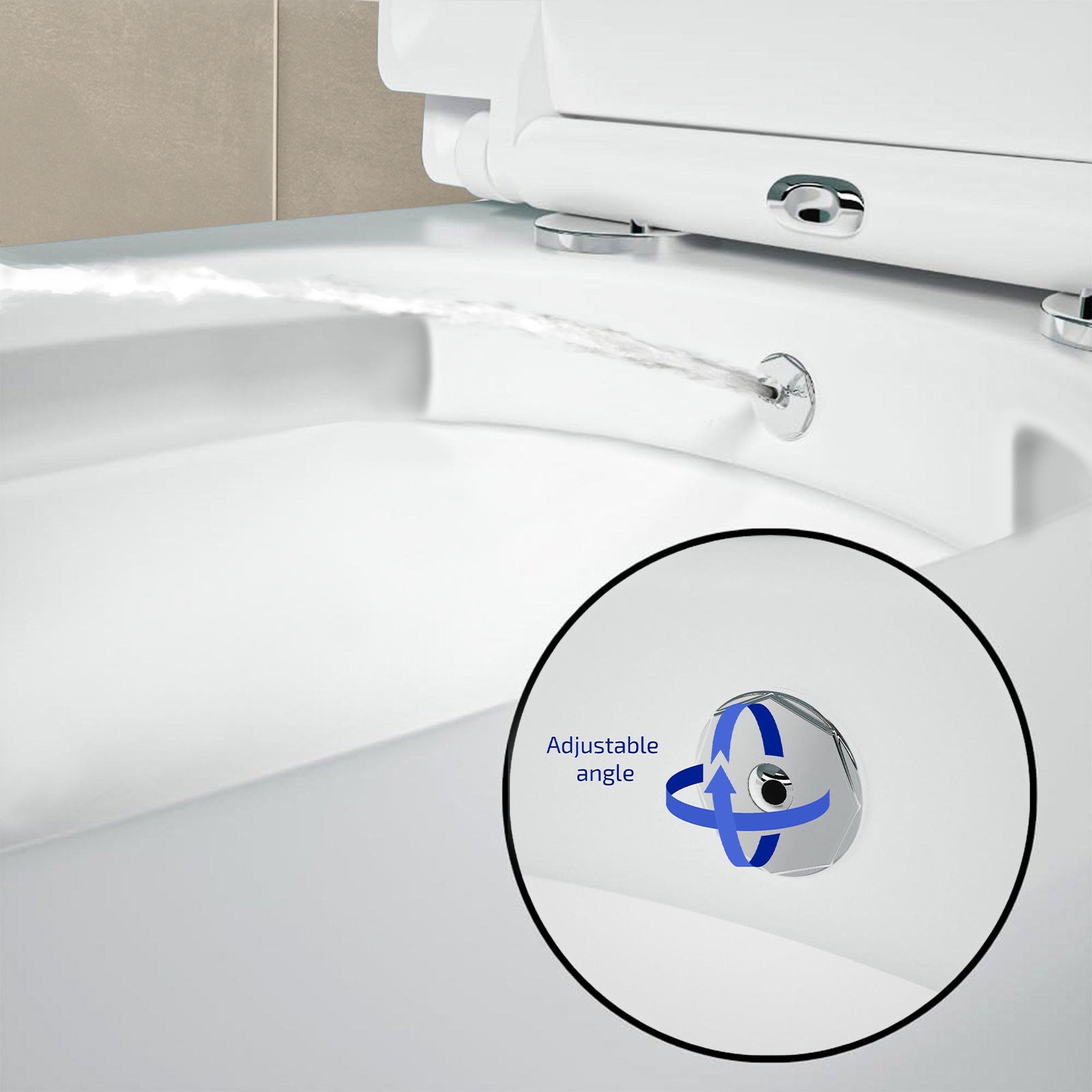 Square Rimless Close Coupled Toilet Pan with Integrated Bidet