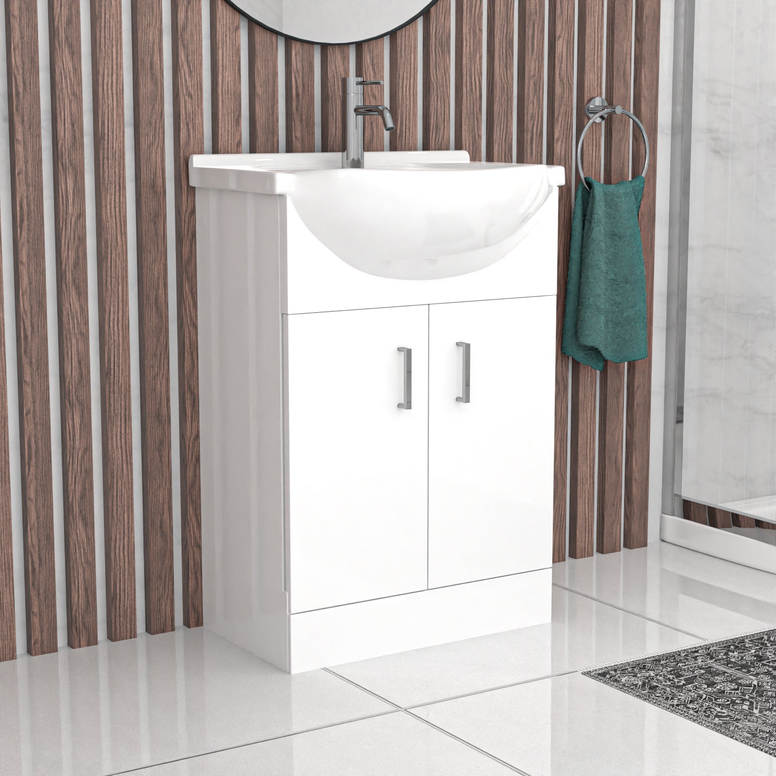 Ellen Rimless Toilet, Vanity, 900mm Quadrant Shower Enclosure with Tray